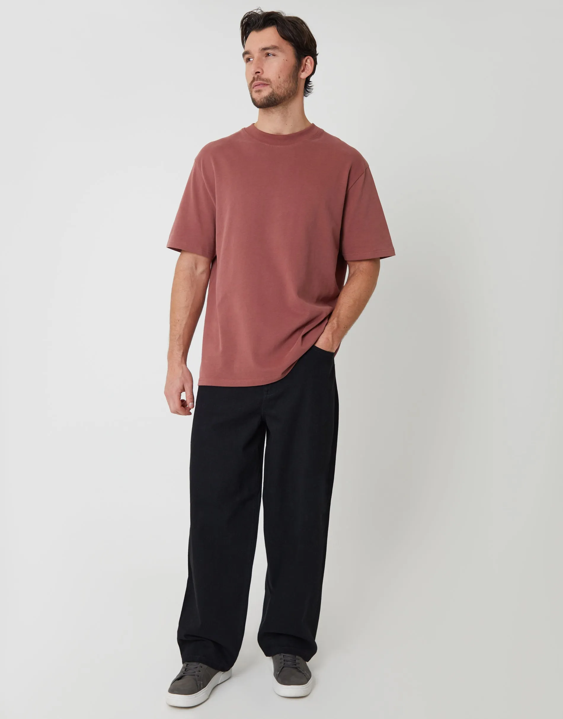 Dusky Pink Relaxed Fit Peached Cotton T-Shirt sold by Threadbare product image thumbnail 3