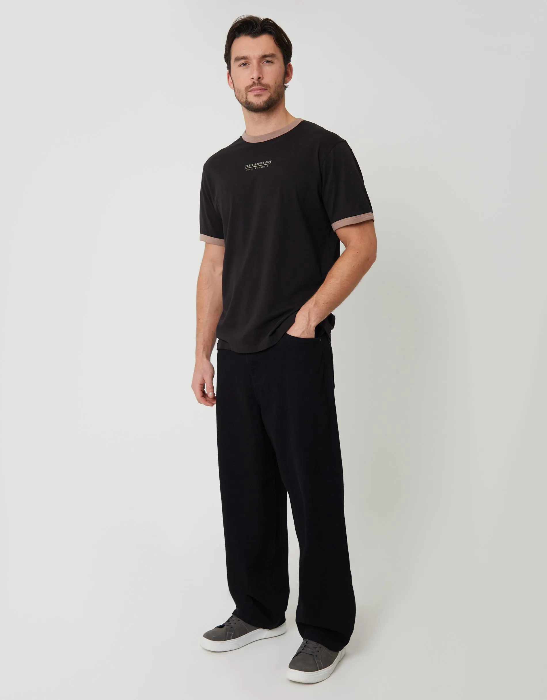 Black California Graphic Cotton Ringer T-Shirt sold by Threadbare product image thumbnail 3