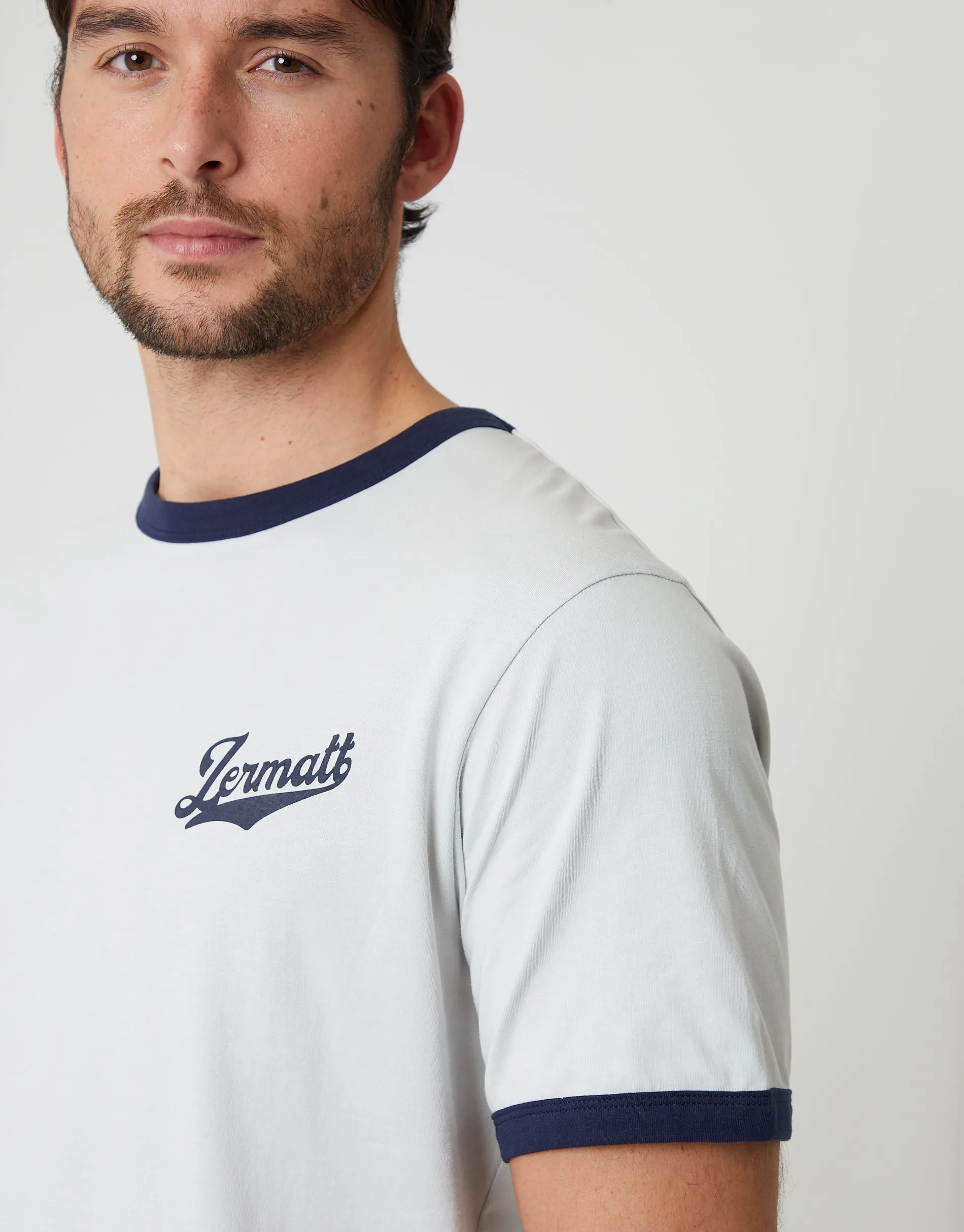 Light Blue Zermatt Graphic Cotton Ringer T-Shirt sold by Threadbare product image thumbnail 5