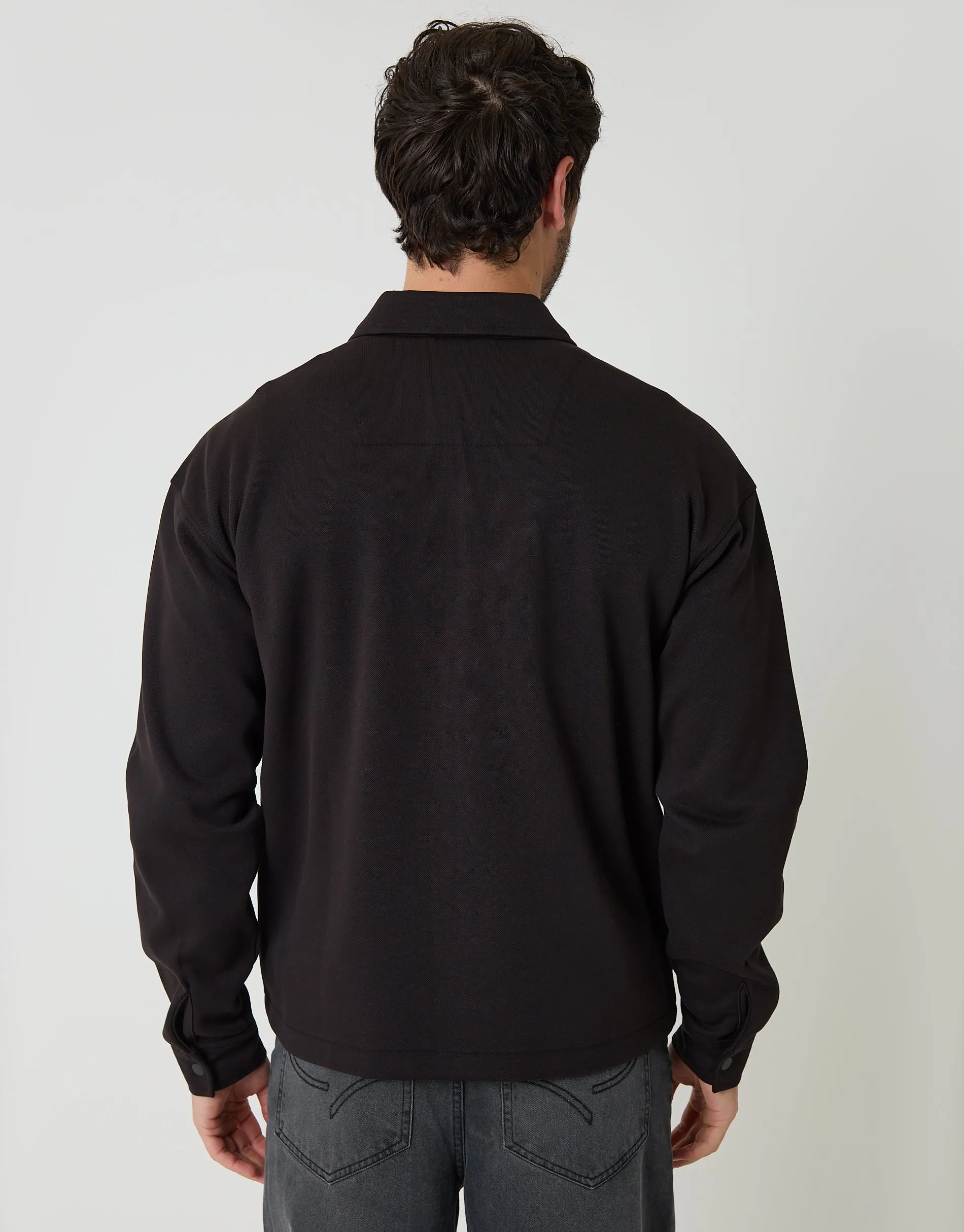 Black Popper Fastening Cropped Fit Shacket sold by Threadbare product image thumbnail 2