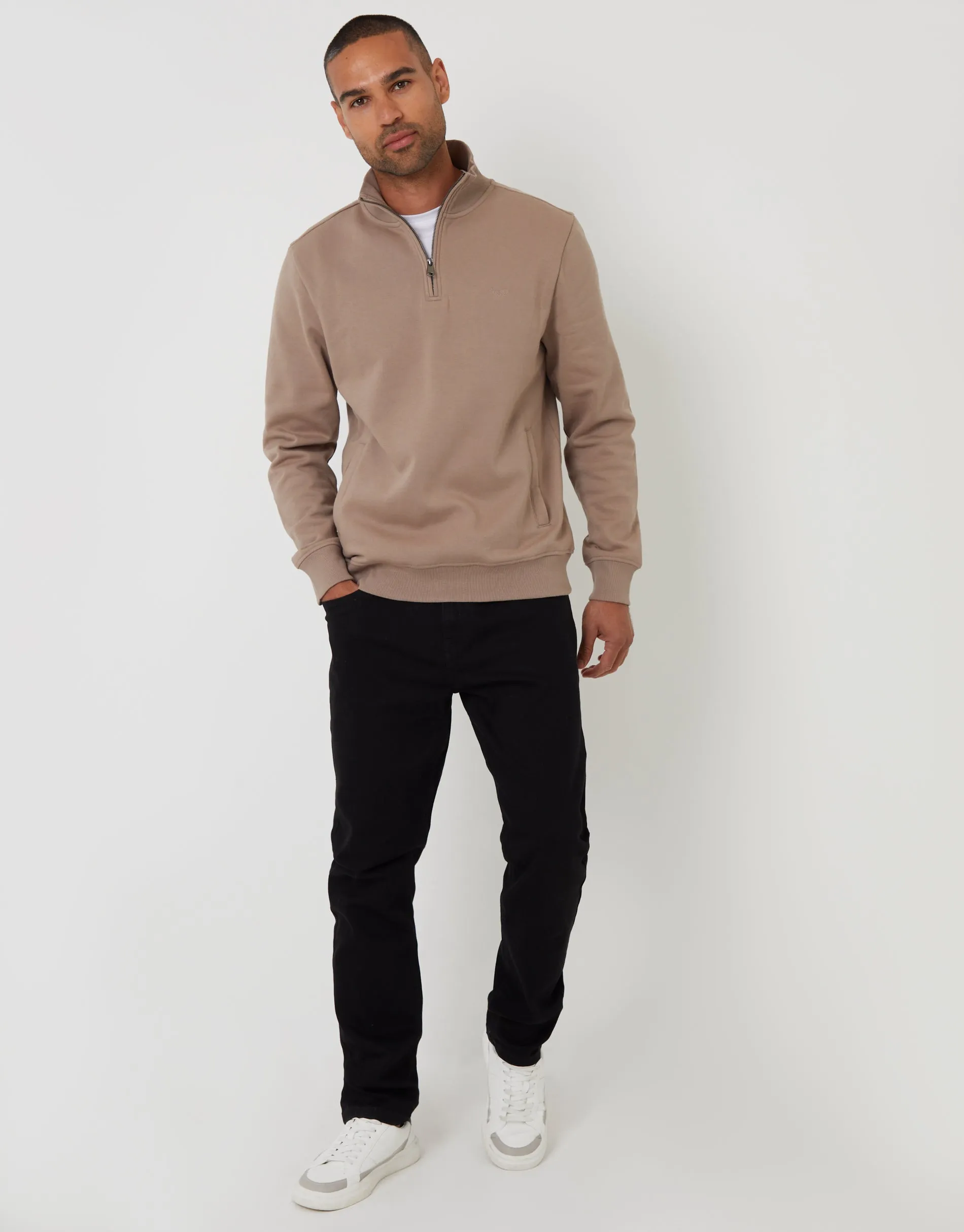 Taupe Quarter Zip Sweatshirt sold by Threadbare product image thumbnail 3