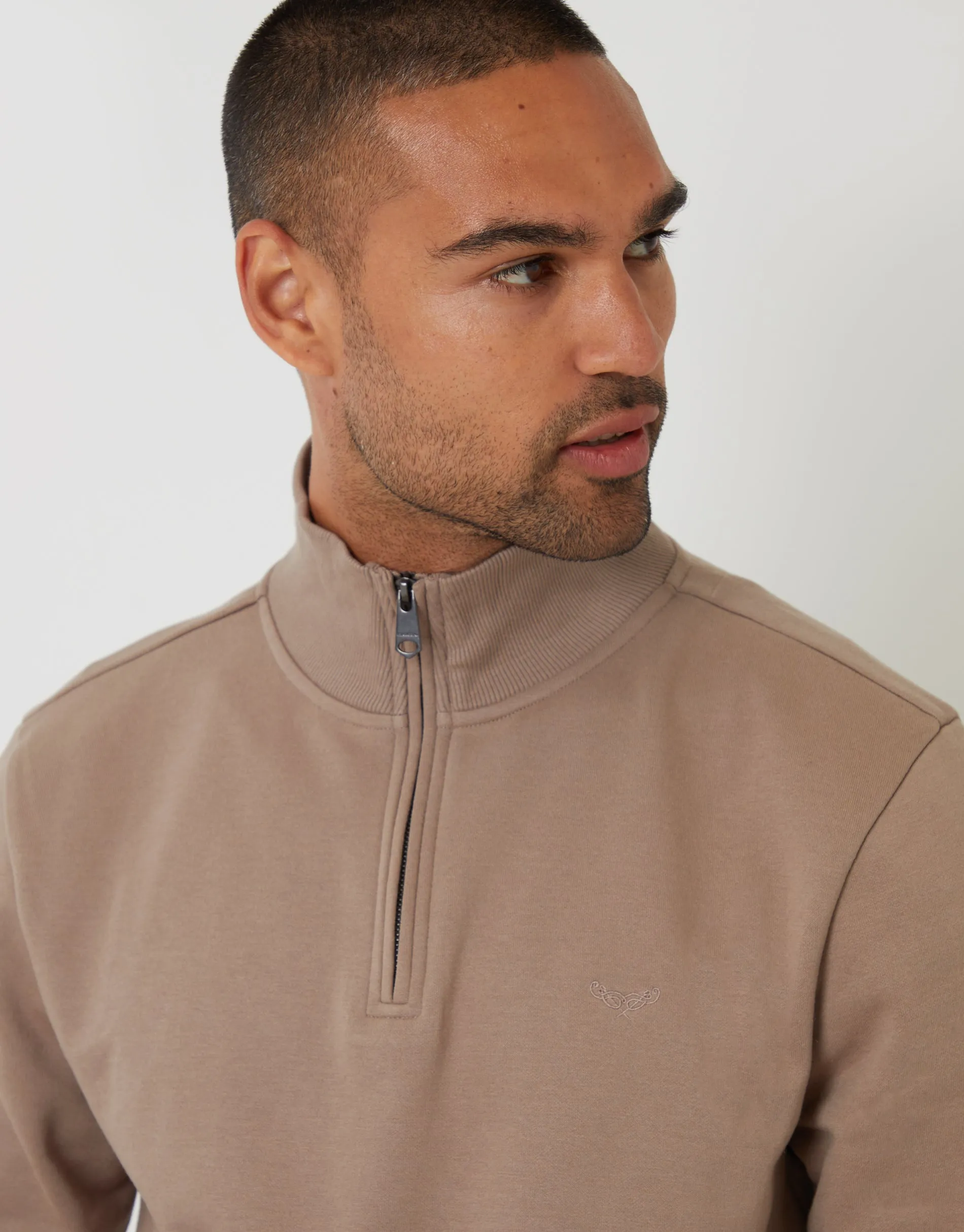 Taupe Quarter Zip Sweatshirt sold by Threadbare product image thumbnail 4