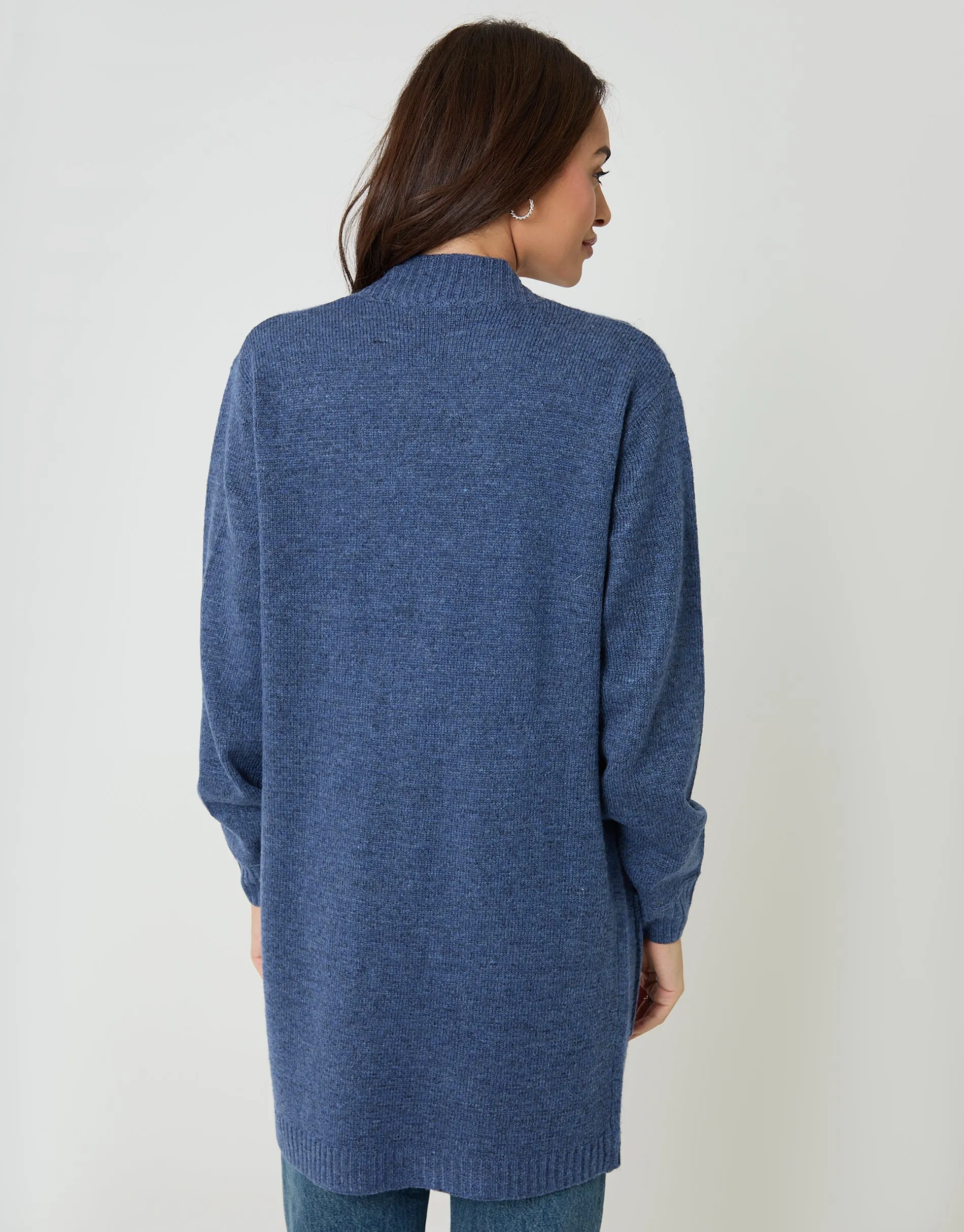 Blue Longline Knitted Open Cardigan sold by Threadbare product image thumbnail 2