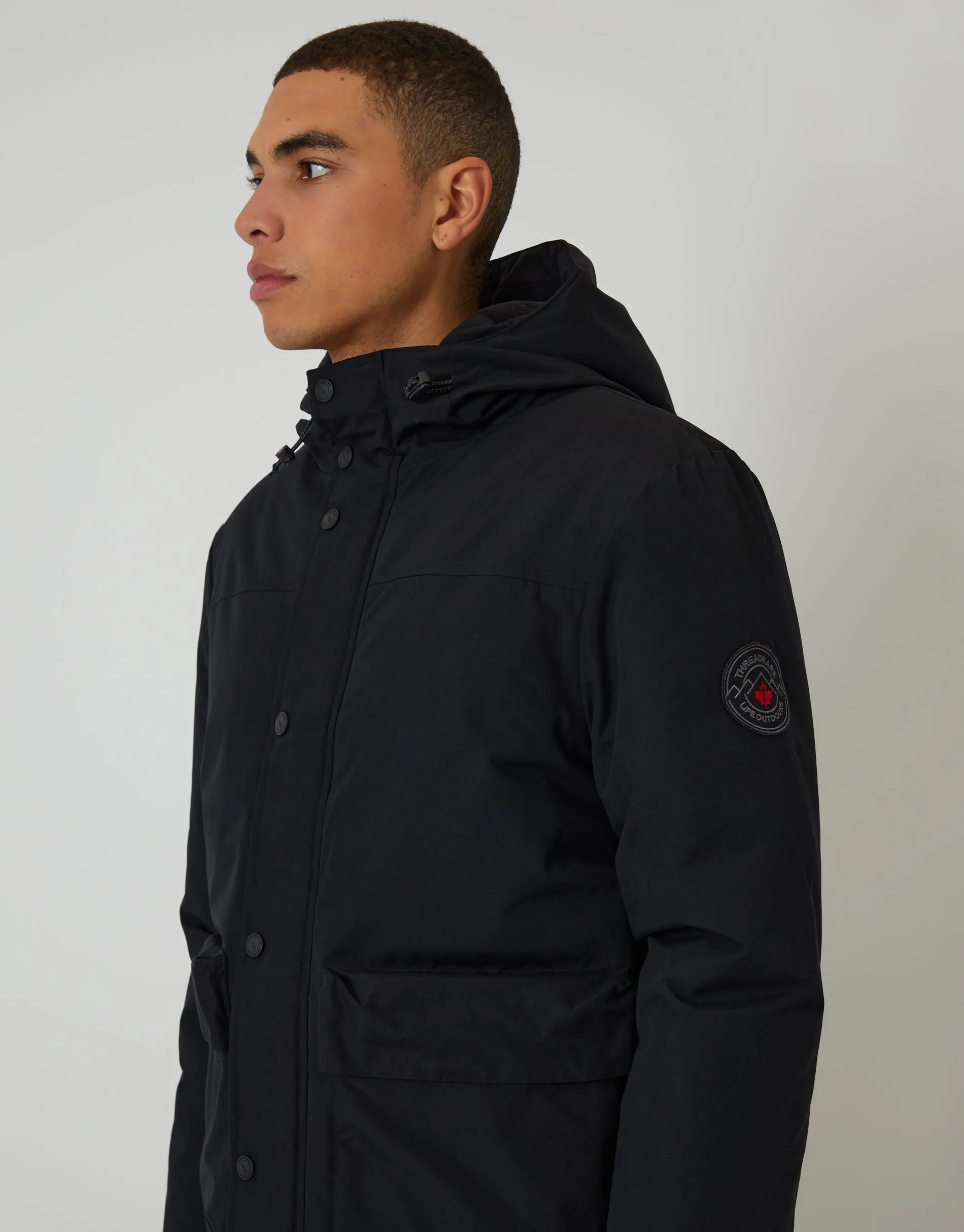 Black Showerproof Microfleece Lined Padded Coat sold by Threadbare product image thumbnail 4