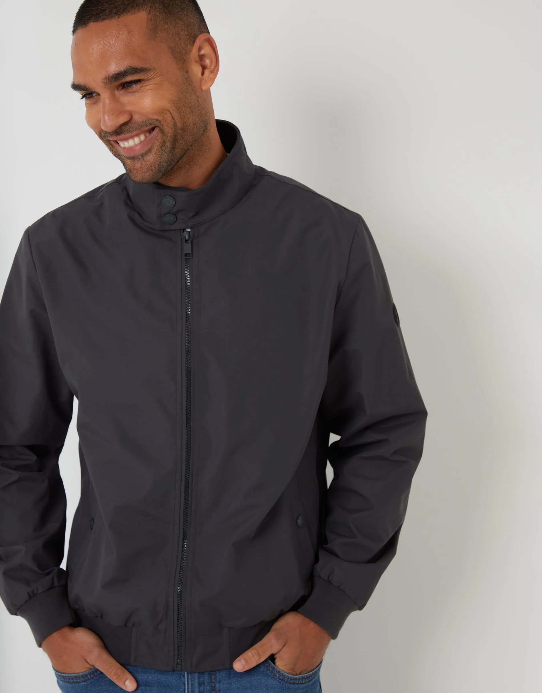 Charcoal Grey Showerproof Harrington Jacket sold by Threadbare product image thumbnail 4