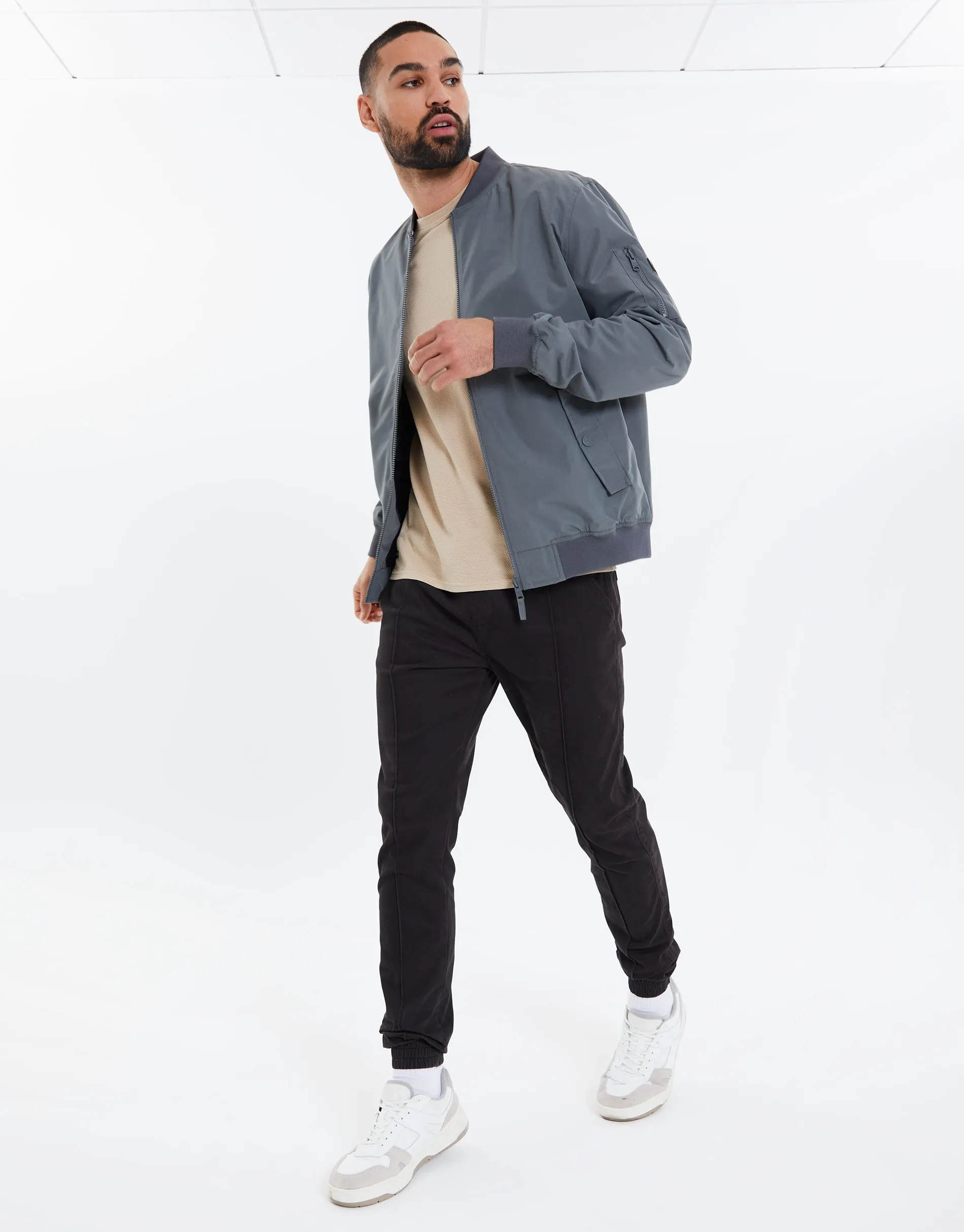 Men's Charcoal Bomber Jacket sold by Threadbare product image thumbnail 4