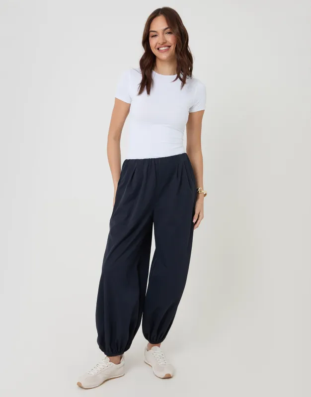 Navy Balloon Trousers with Pockets sold by Threadbare