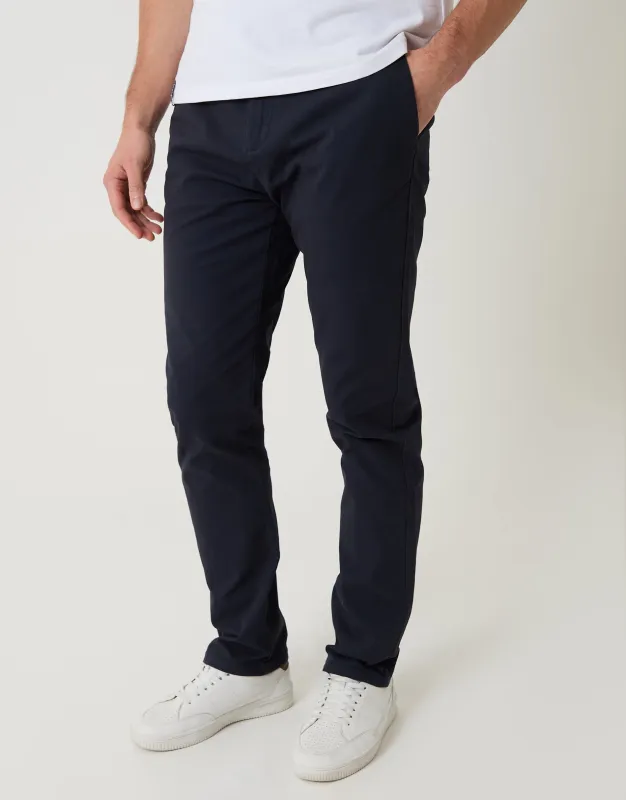 Navy Cotton Blend Slim Fit Trousers made by Threadbare