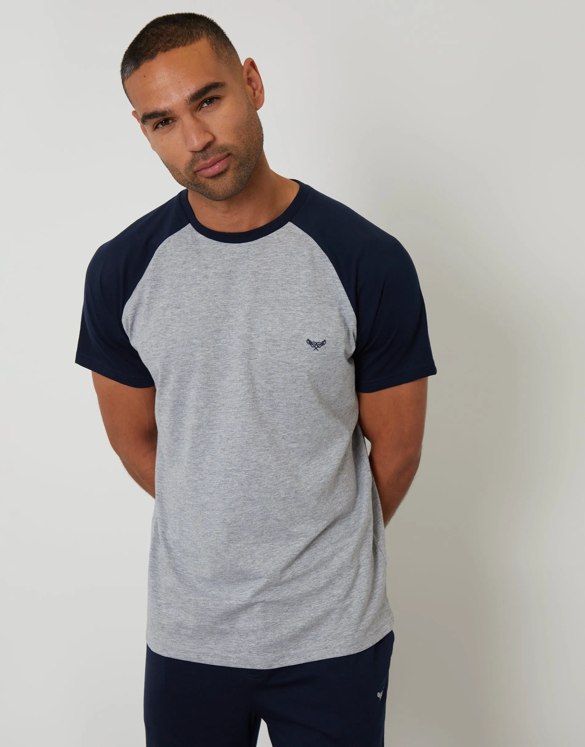 Navy Raglan Short Sleeve Lounge Set sold by Threadbare product image thumbnail 2