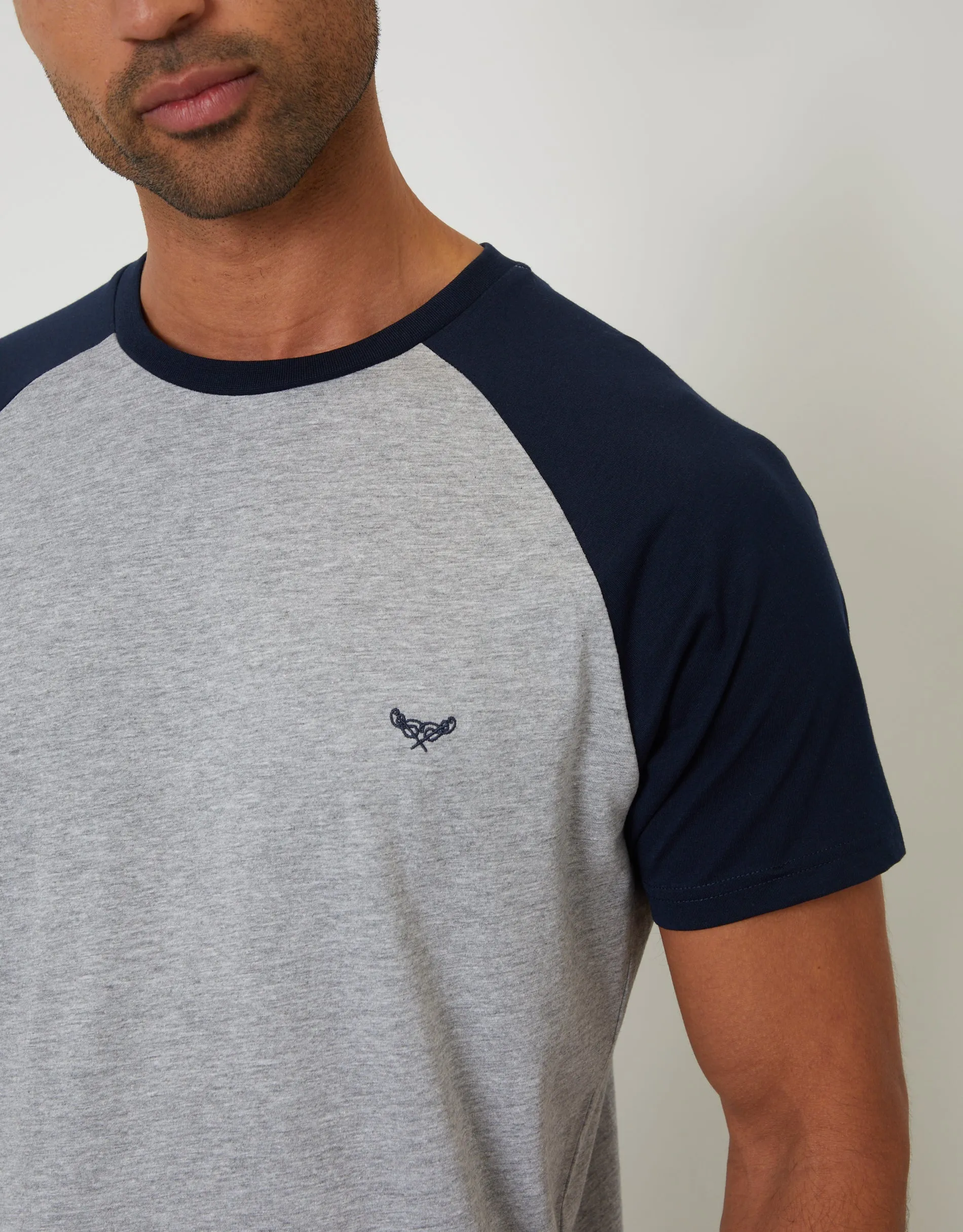 Grey Marl Raglan Short Sleeve Top & Shorts Lounge Set sold by Threadbare product image thumbnail 4