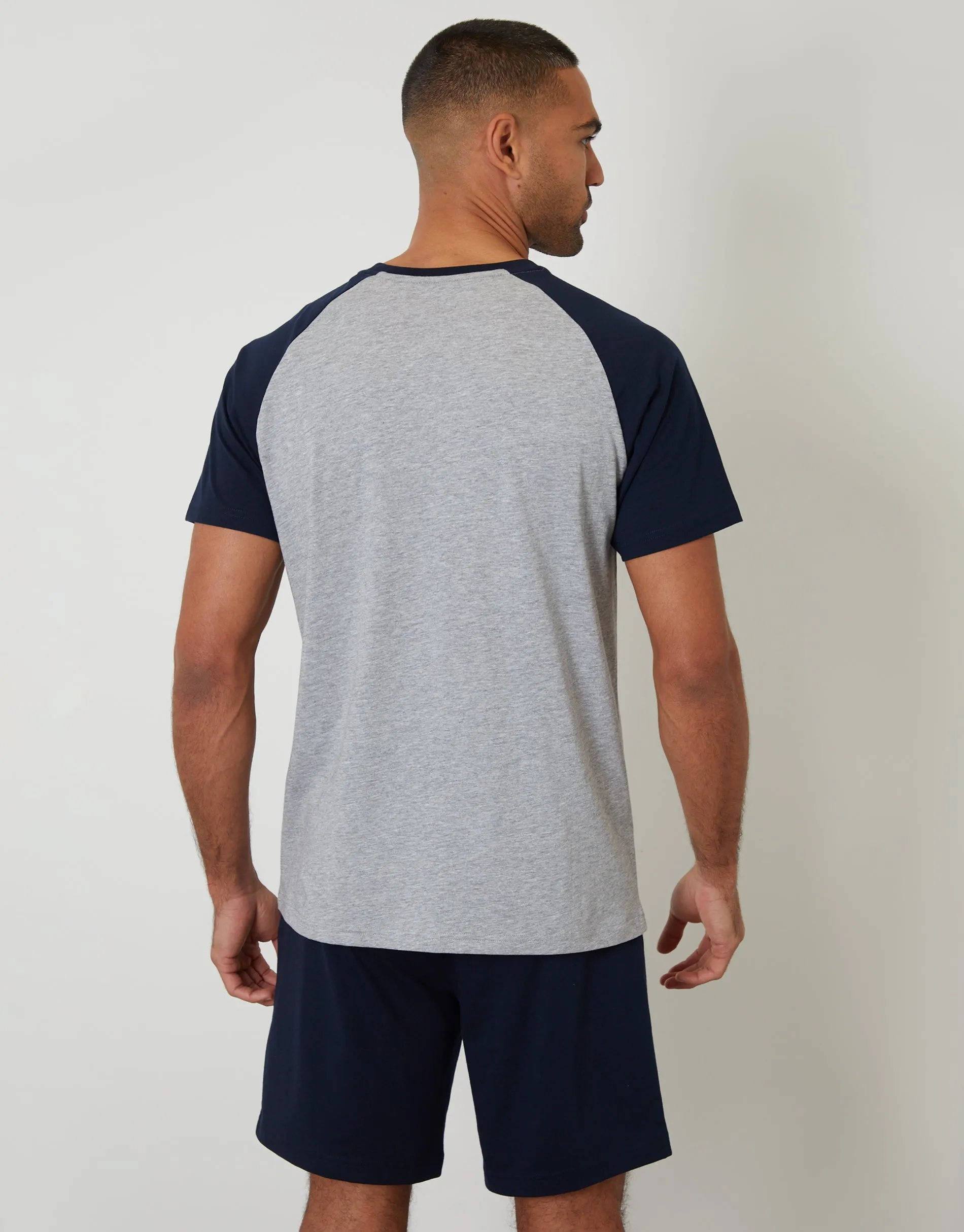 Grey Marl Raglan Short Sleeve Top & Shorts Lounge Set sold by Threadbare product image thumbnail 2