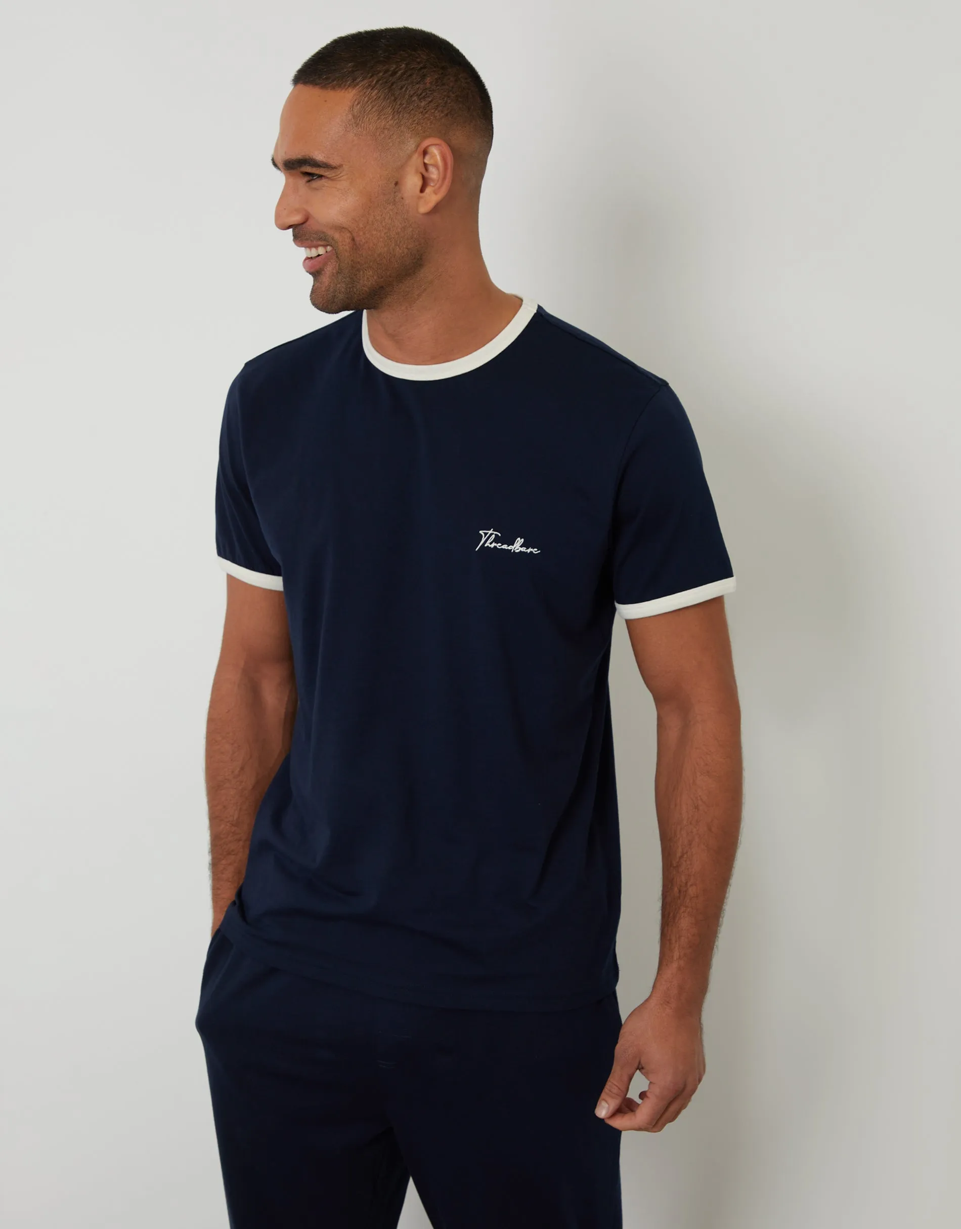 Navy Contrast Binding Lounge Set sold by Threadbare product image thumbnail 2