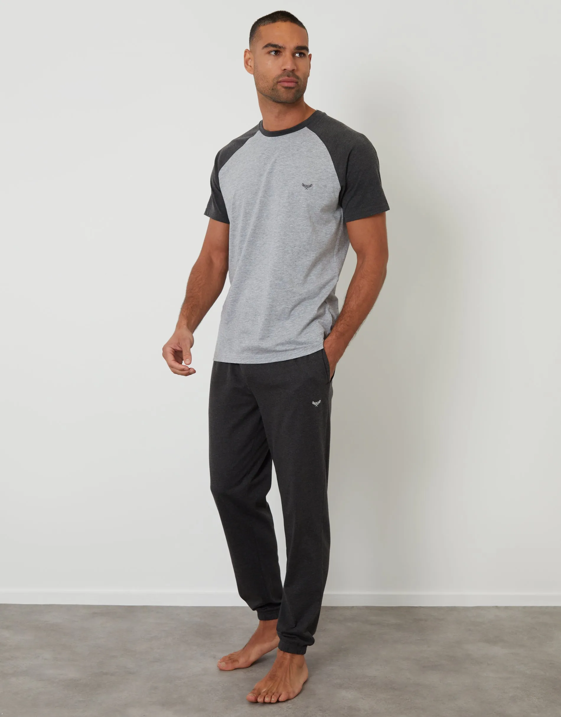 Grey Raglan Short Sleeve Lounge Set sold by Threadbare
