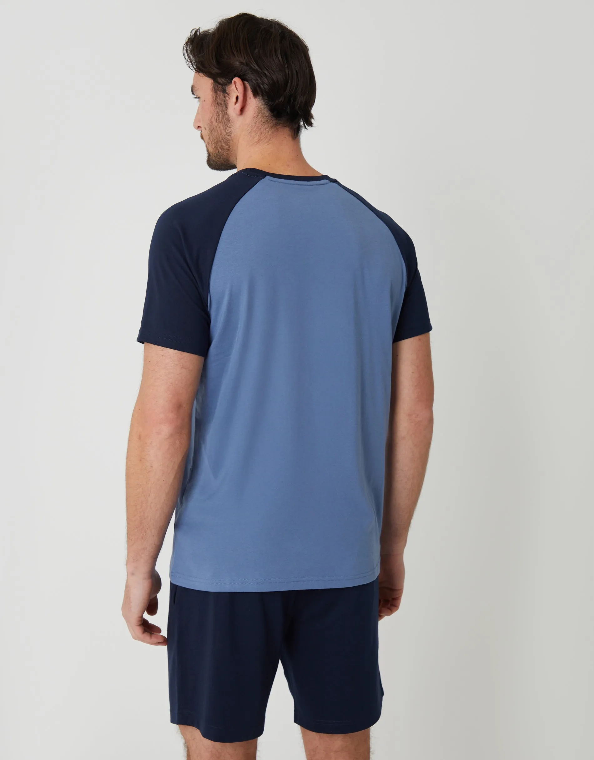 Blue Raglan Short Sleeve Top & Shorts Lounge Set sold by Threadbare product image thumbnail 2