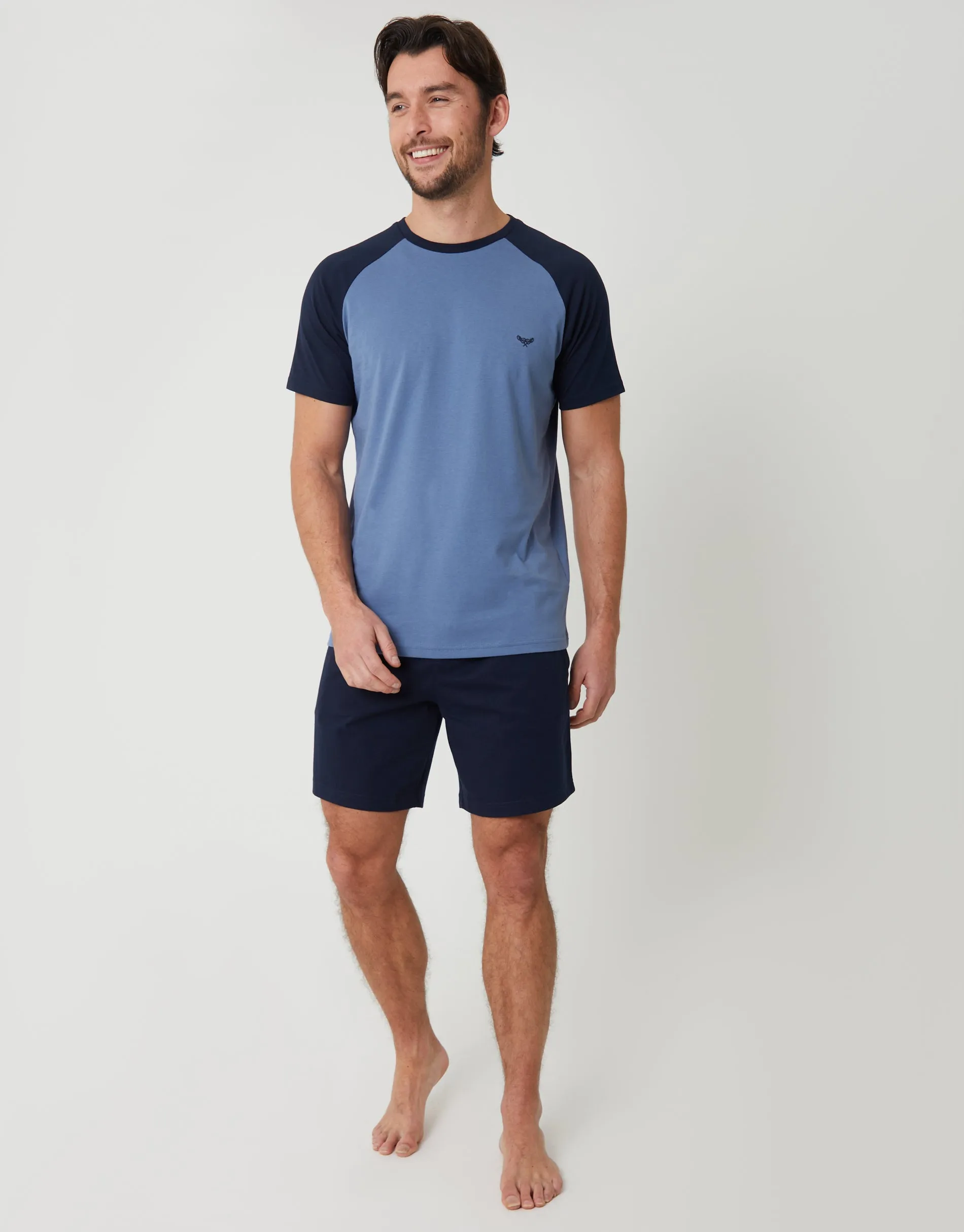 Blue Raglan Short Sleeve Top & Shorts Lounge Set sold by Threadbare product image thumbnail 3
