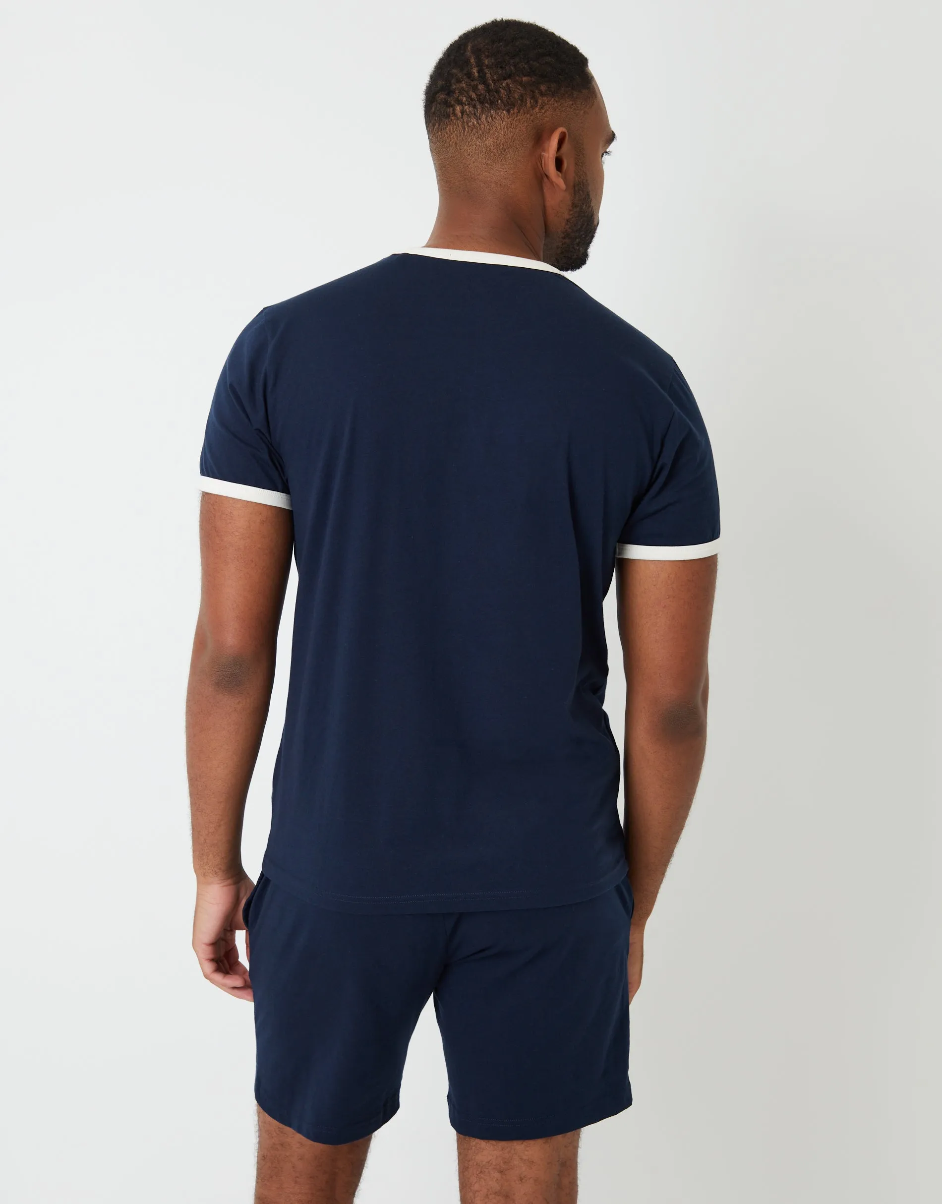 Navy Contrast Binding Short Lounge Set sold by Threadbare product image thumbnail 2