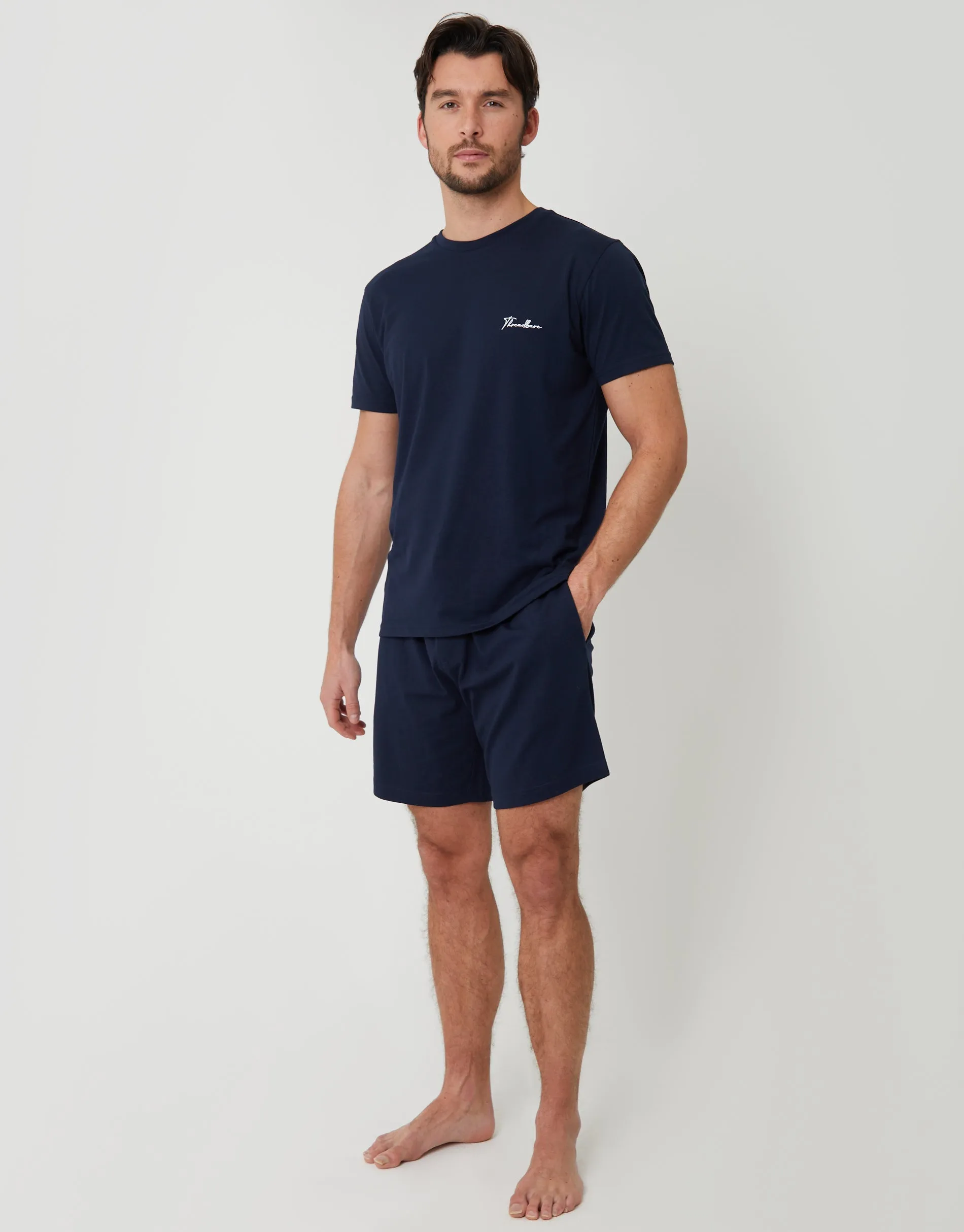 Navy Script Logo Short Lounge Set sold by Threadbare product image thumbnail 3