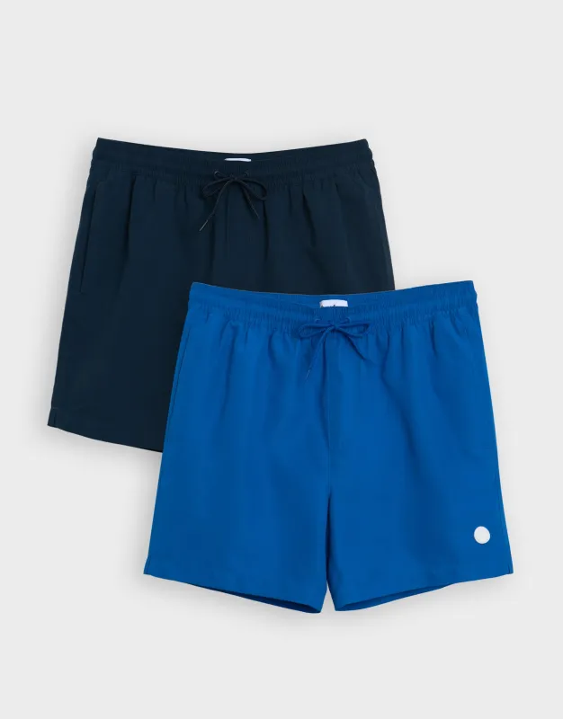 2 Pack Blue Quick Dry Swim Shorts made by Threadbare