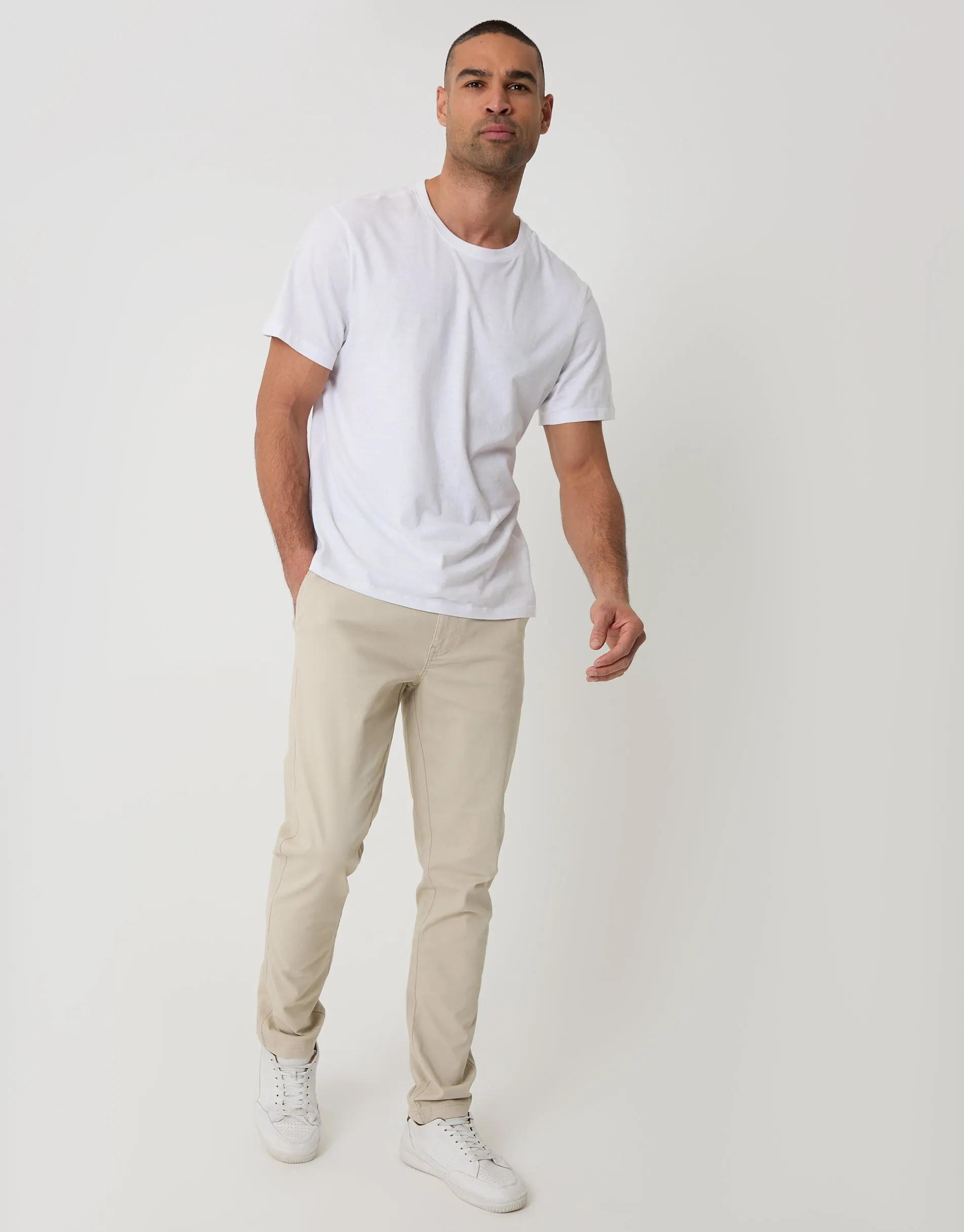 Light Stone Slim Fit Chino Trousers sold by Threadbare product image thumbnail 3