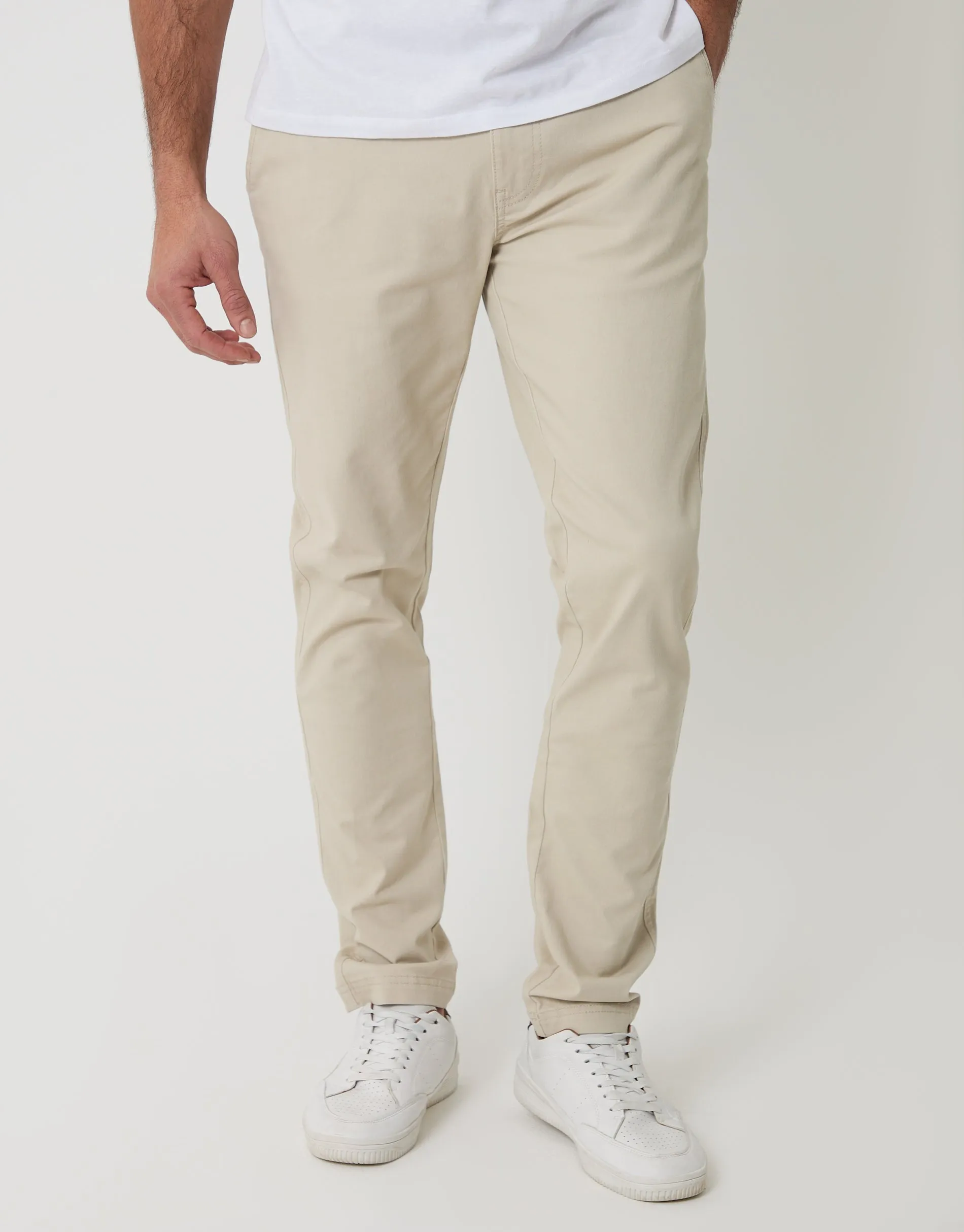 Light Stone Slim Fit Chino Trousers sold by Threadbare
