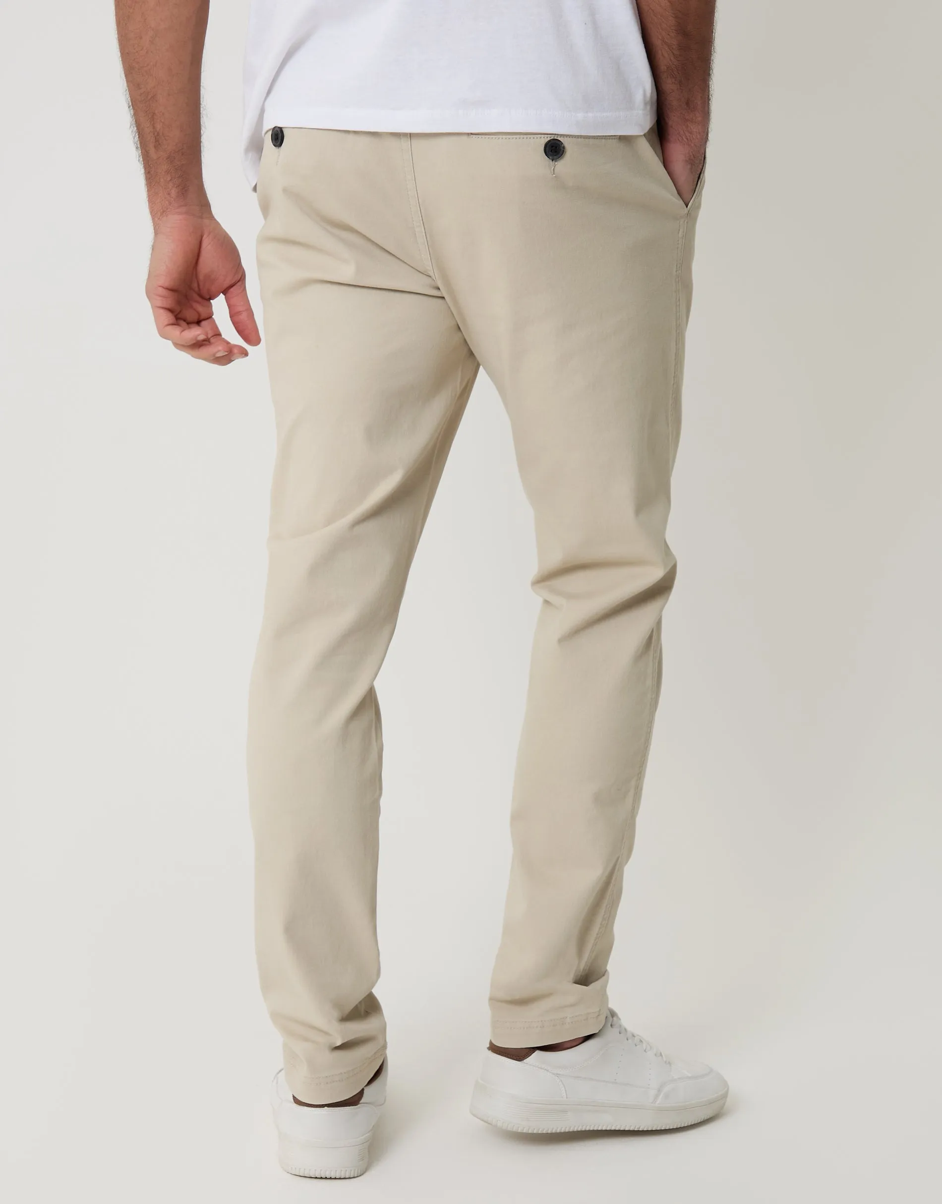 Light Stone Slim Fit Chino Trousers sold by Threadbare product image thumbnail 2