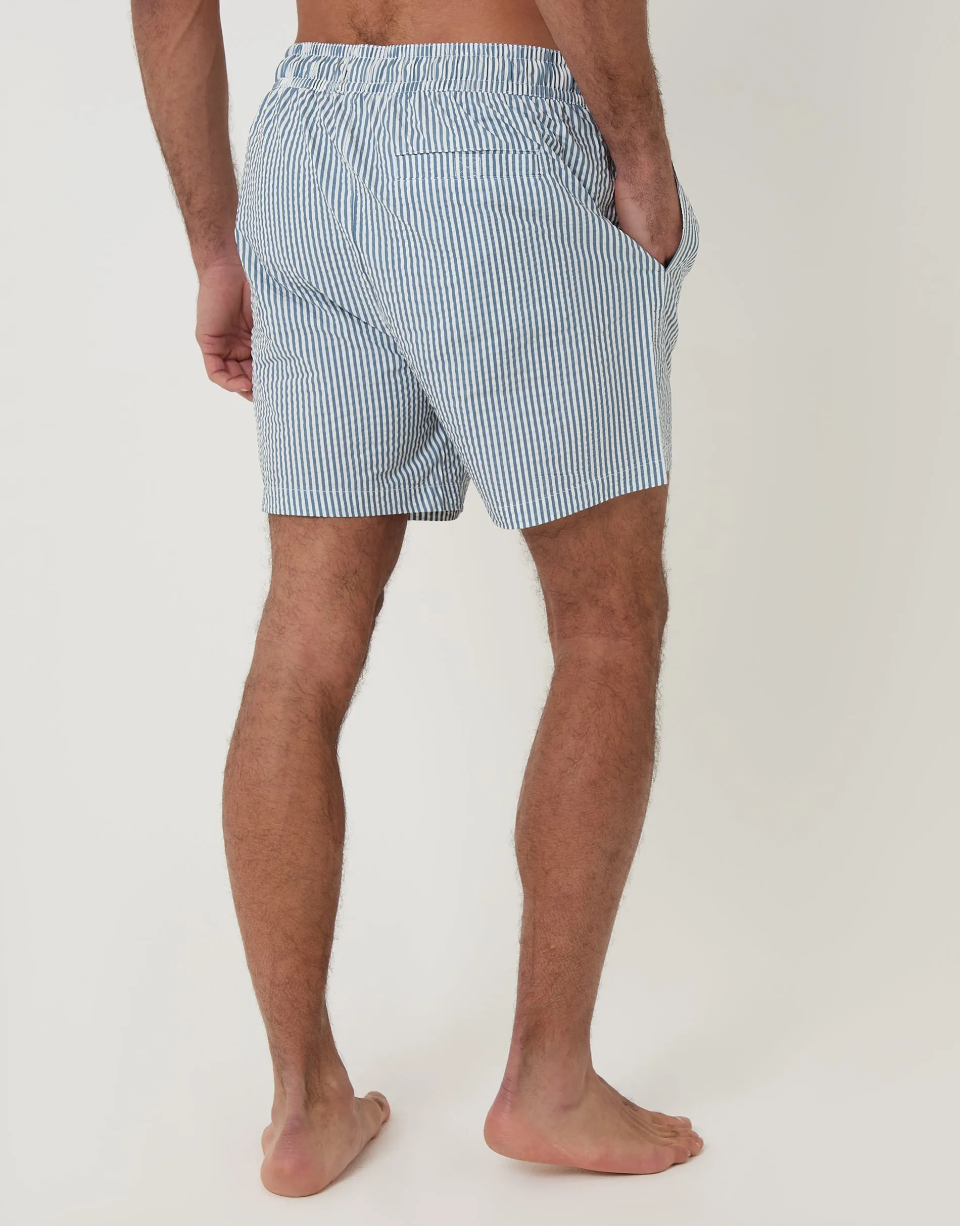 2 Pack Navy Stripe Seersucker Swim Shorts sold by Threadbare product image thumbnail 3