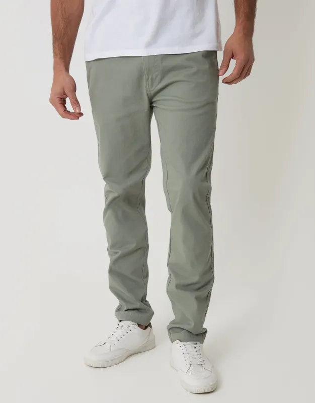 Sage Green Slim Fit Chino Trousers sold by Threadbare