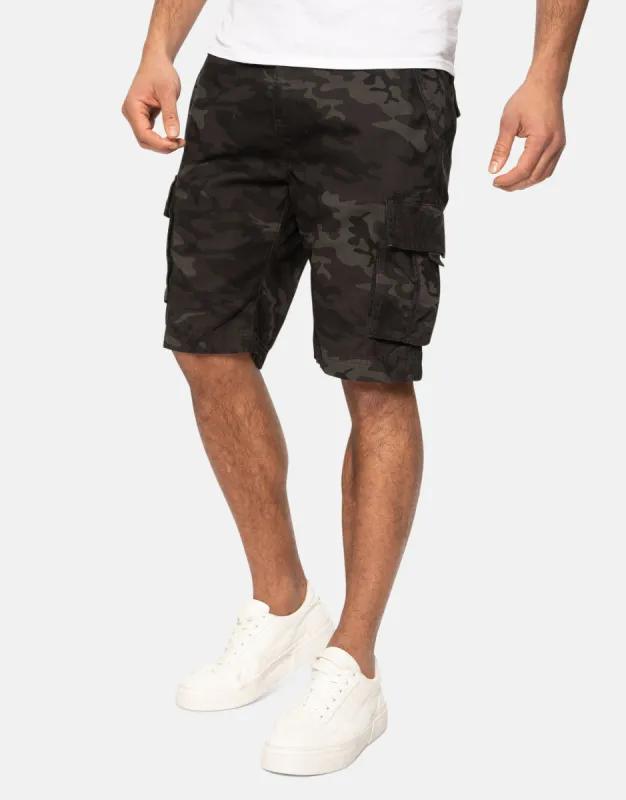 Men's Charcoal Camo Cargo Shorts sold by Threadbare