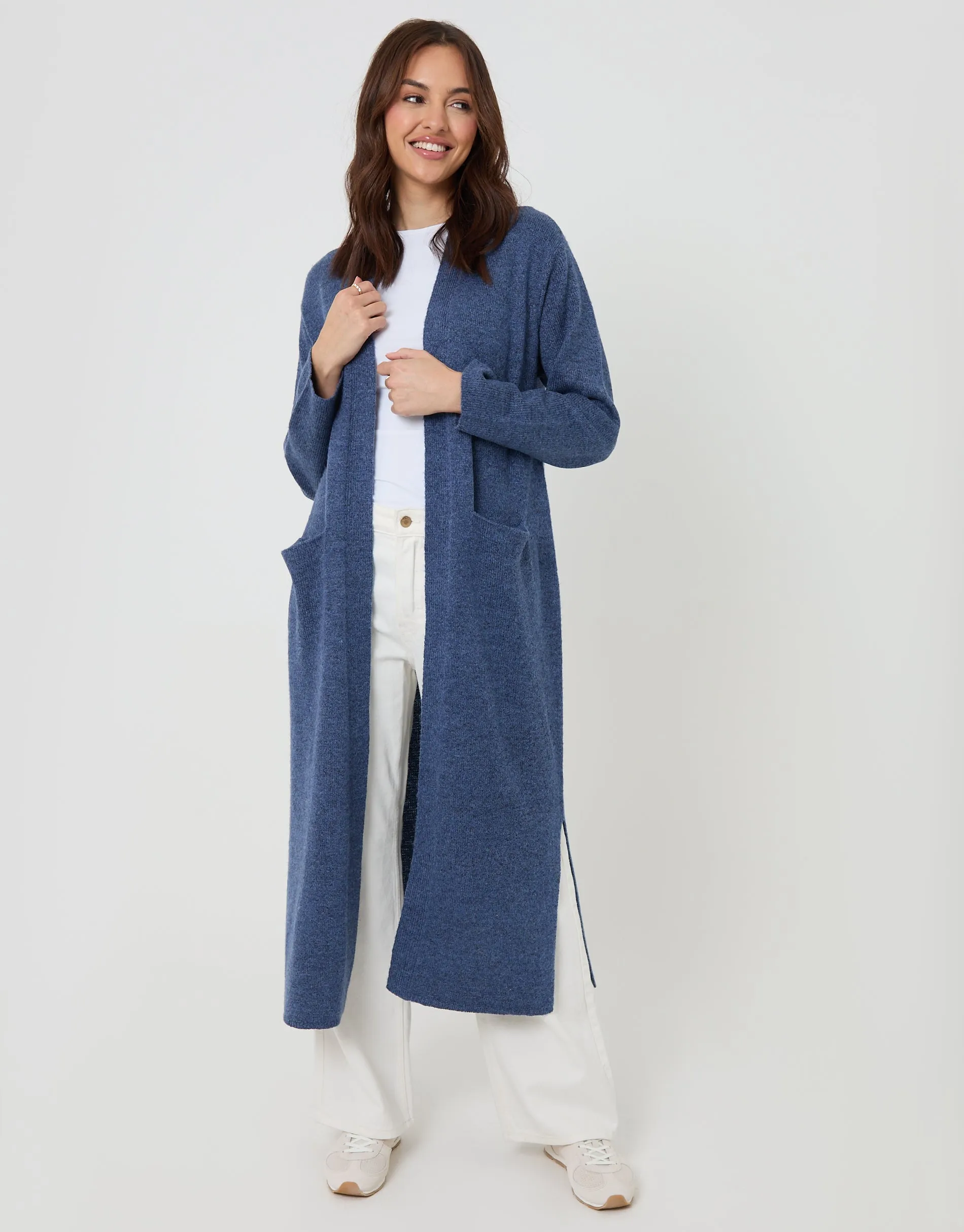 Blue Dropped Shoulder Knitted Coatigan sold by Threadbare product image thumbnail 3