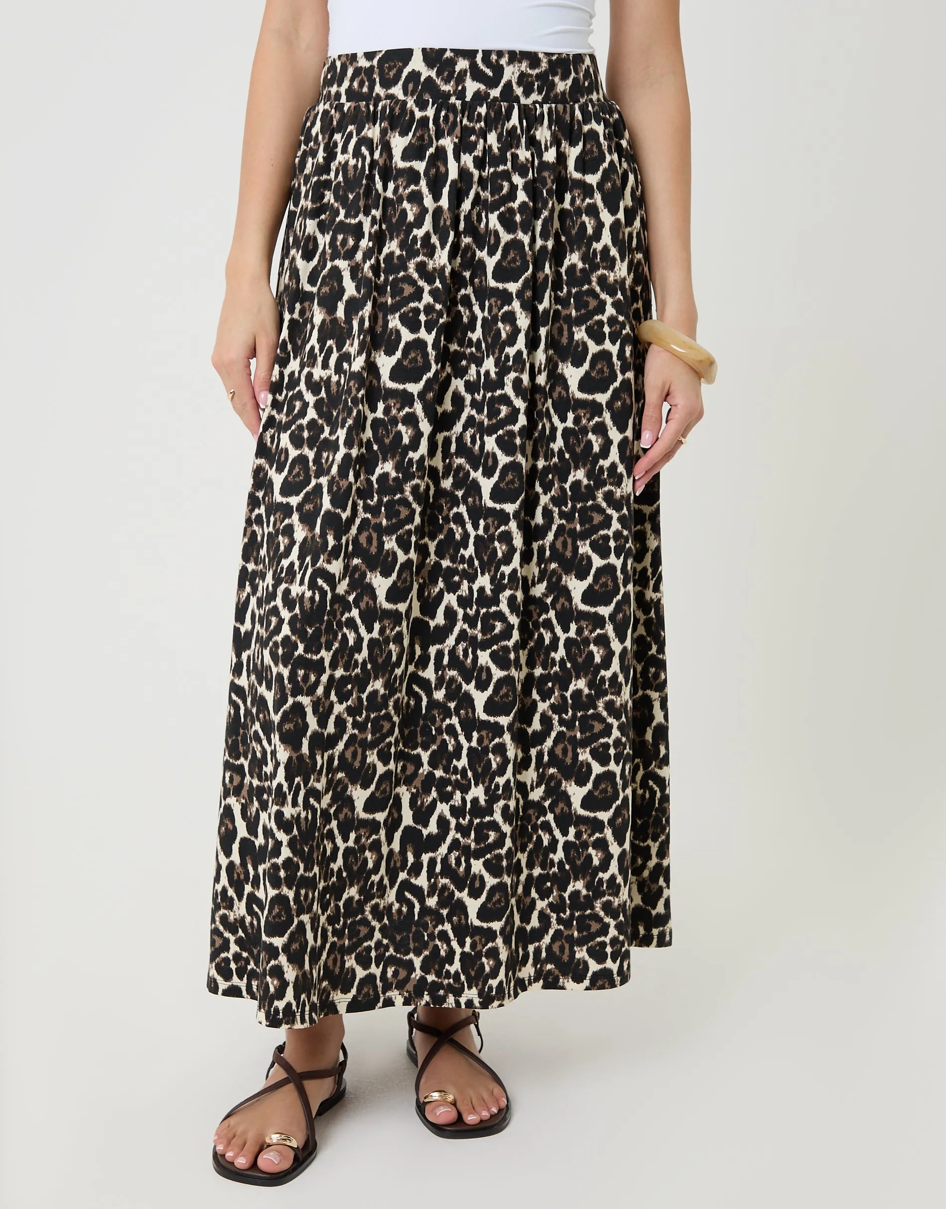 Leopard Print Jersey A-Line Maxi Skirt sold by Threadbare product image thumbnail 2