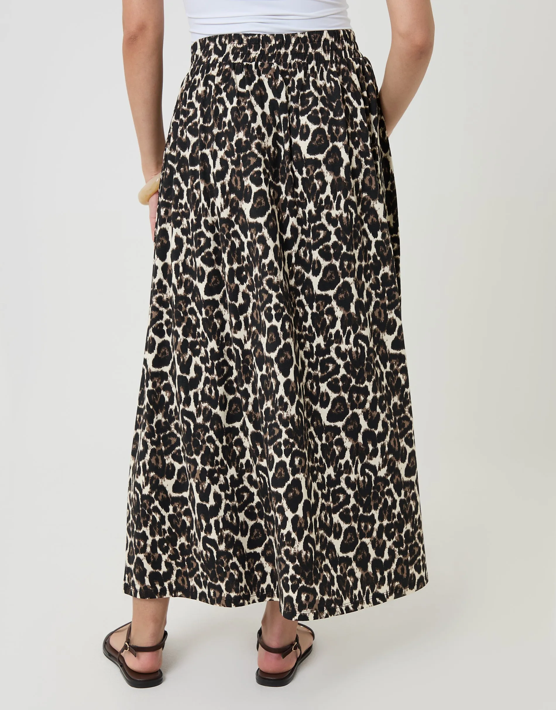 Leopard Print Jersey A-Line Maxi Skirt sold by Threadbare product image thumbnail 3