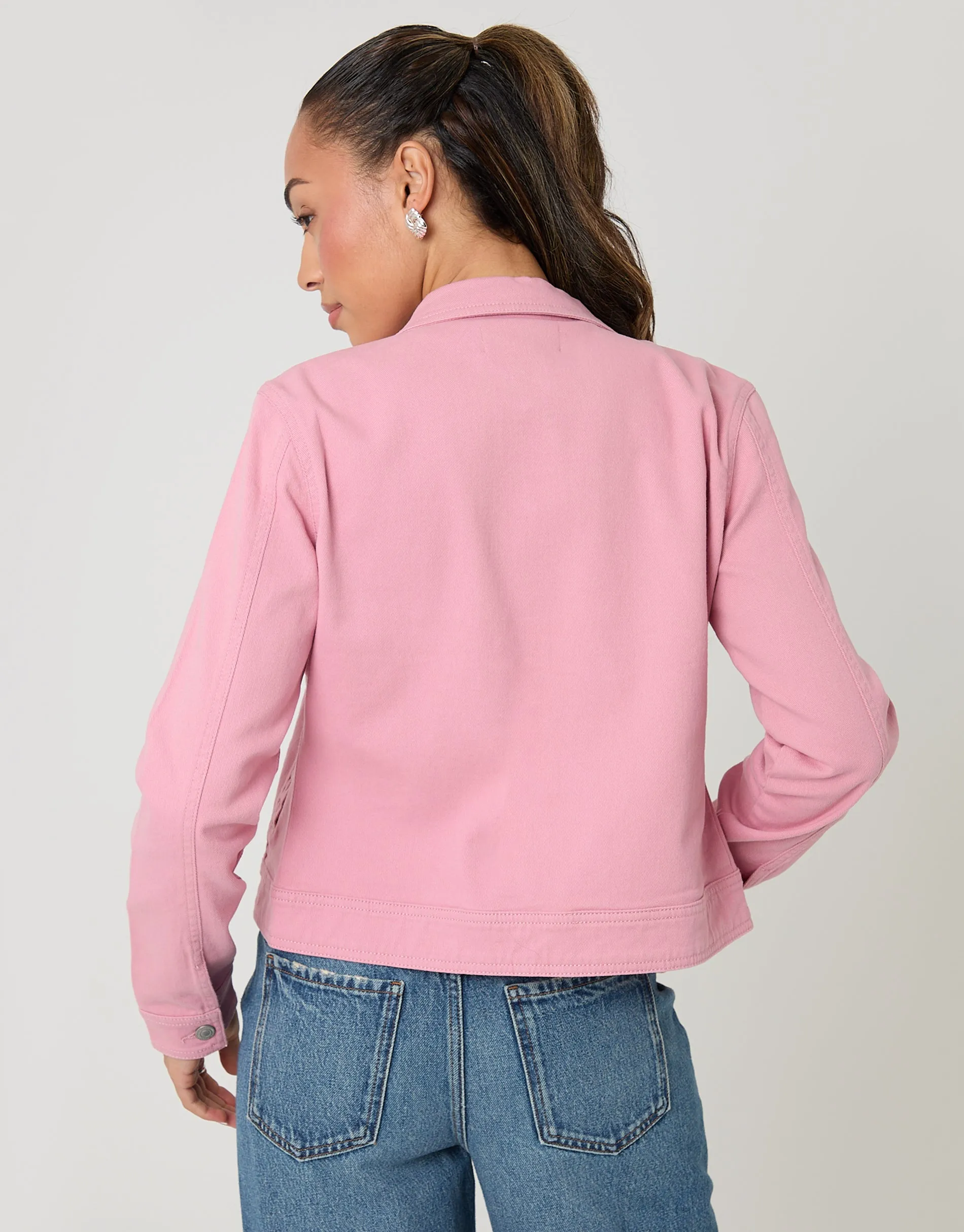 Pink Stretch Denim Jacket sold by Threadbare product image thumbnail 2