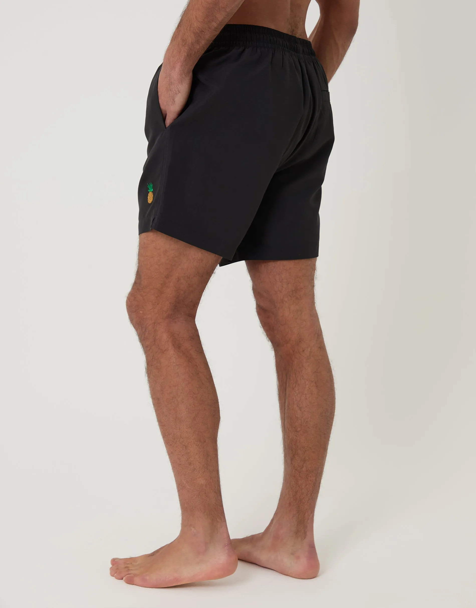 Black Pineapple Embroidered Quick Dry Swim Shorts sold by Threadbare product image thumbnail 2