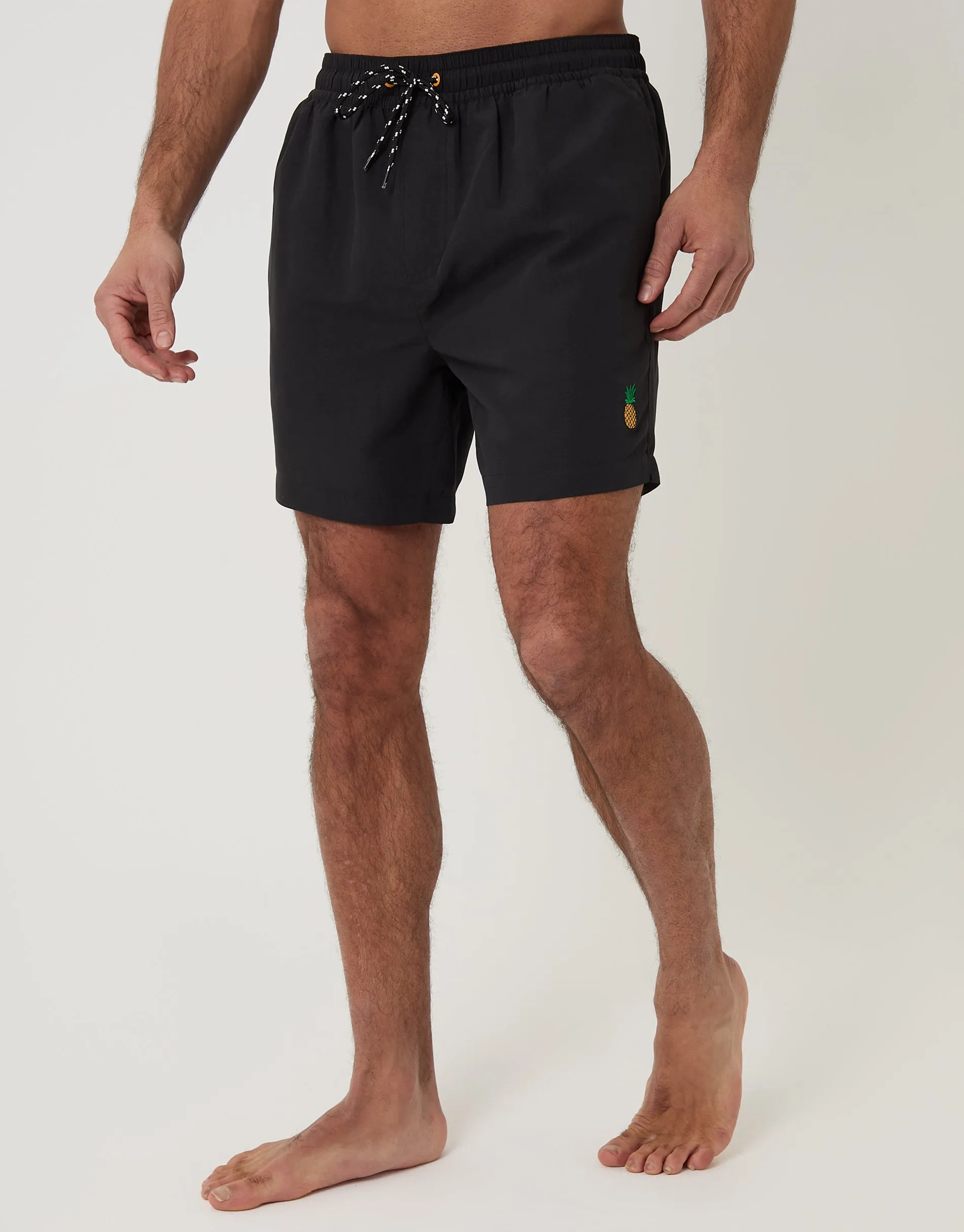 Black Pineapple Embroidered Quick Dry Swim Shorts sold by Threadbare