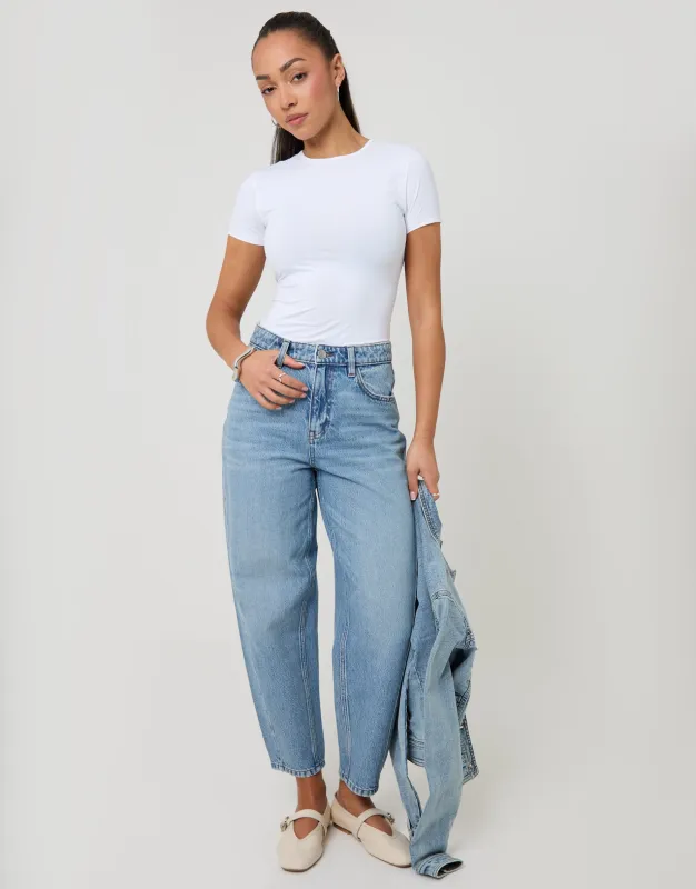 Light Wash Barrel Leg Jeans made by Threadbare