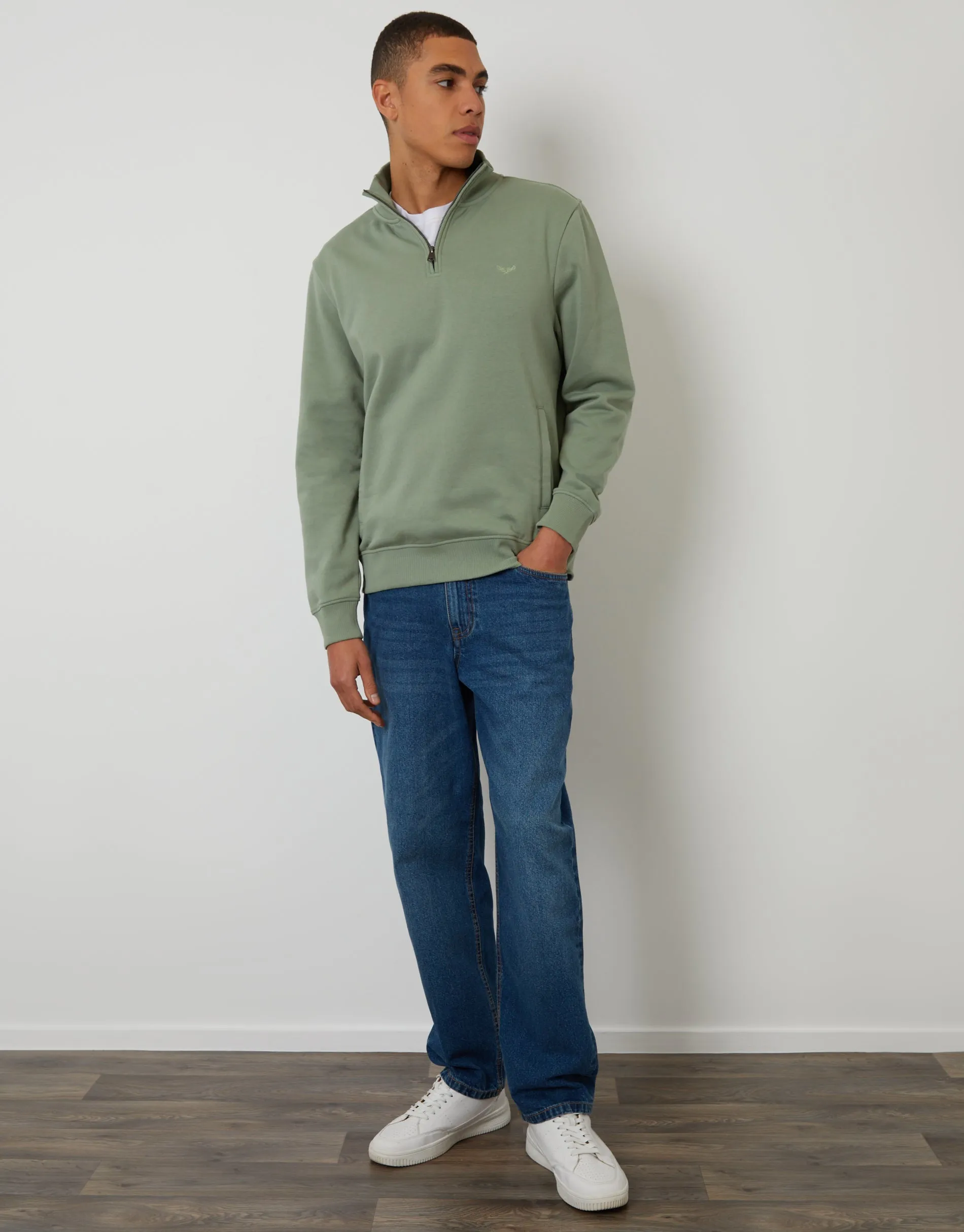 Green Quarter Zip Sweatshirt sold by Threadbare product image thumbnail 3