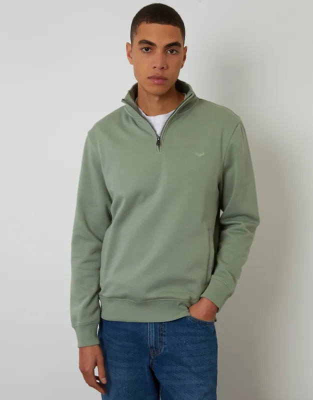 Green Quarter Zip Sweatshirt sold by Threadbare