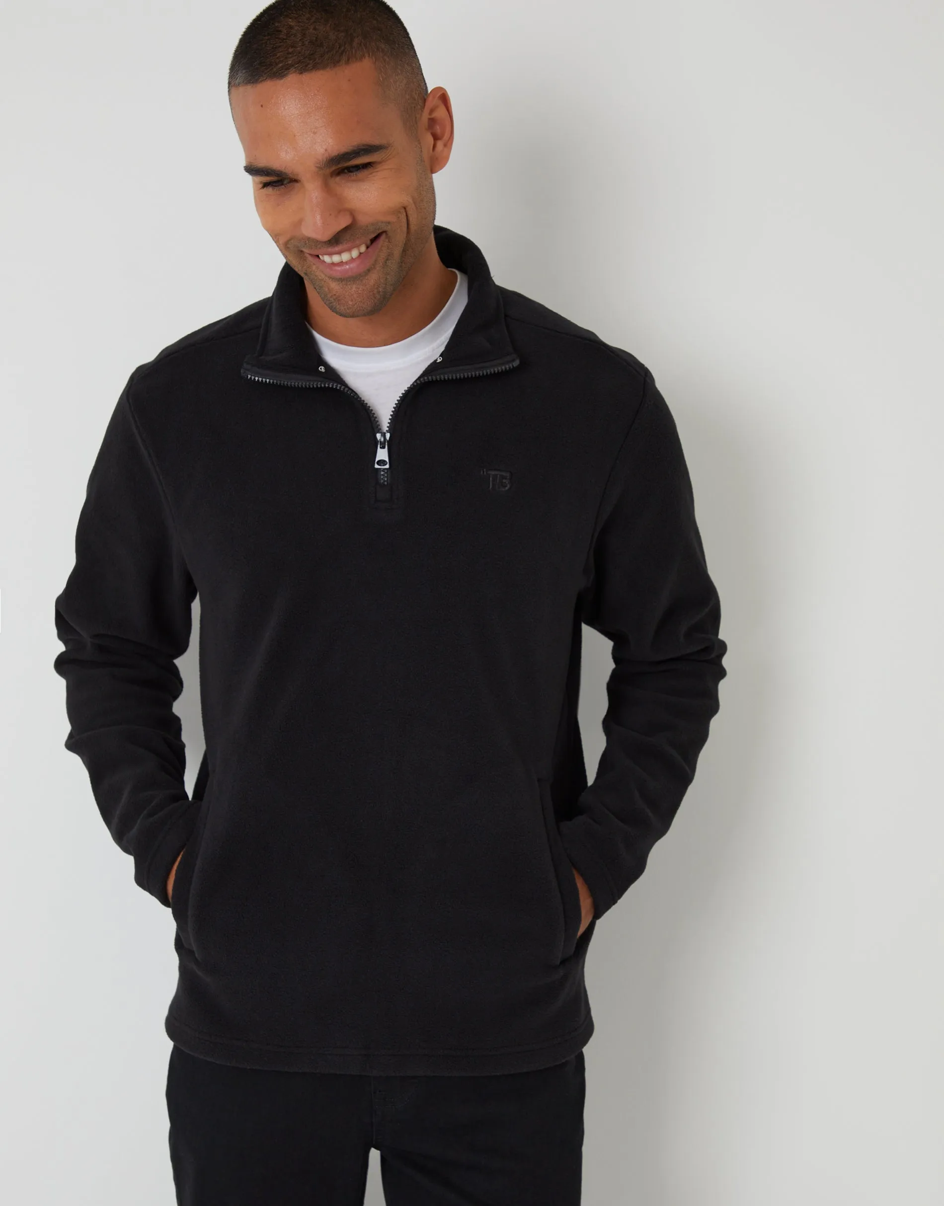 Black Quarter Zip Microfleece Sweatshirt sold by Threadbare product image thumbnail 3