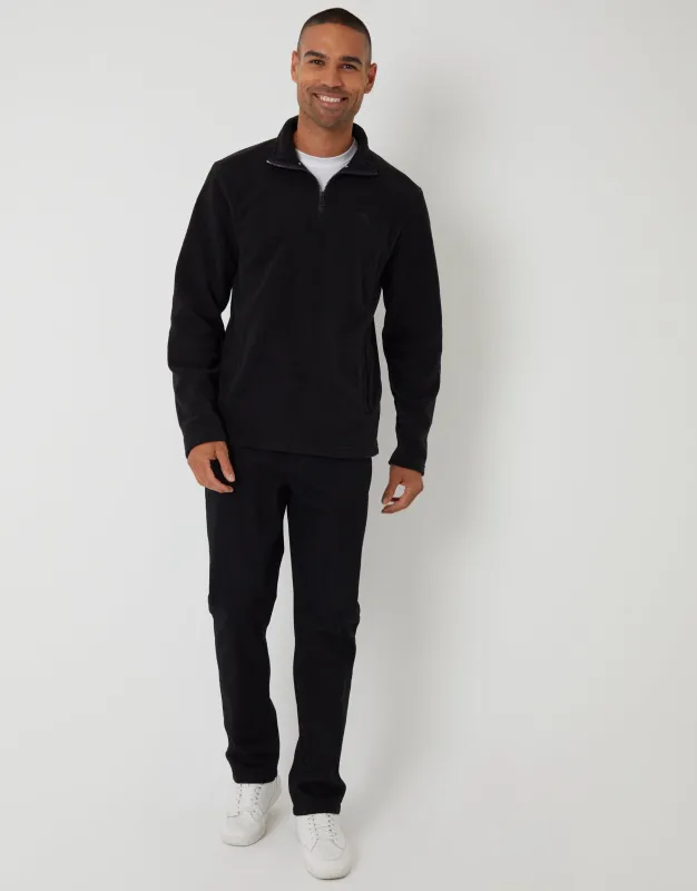 Black Quarter Zip Microfleece Sweatshirt sold by Threadbare