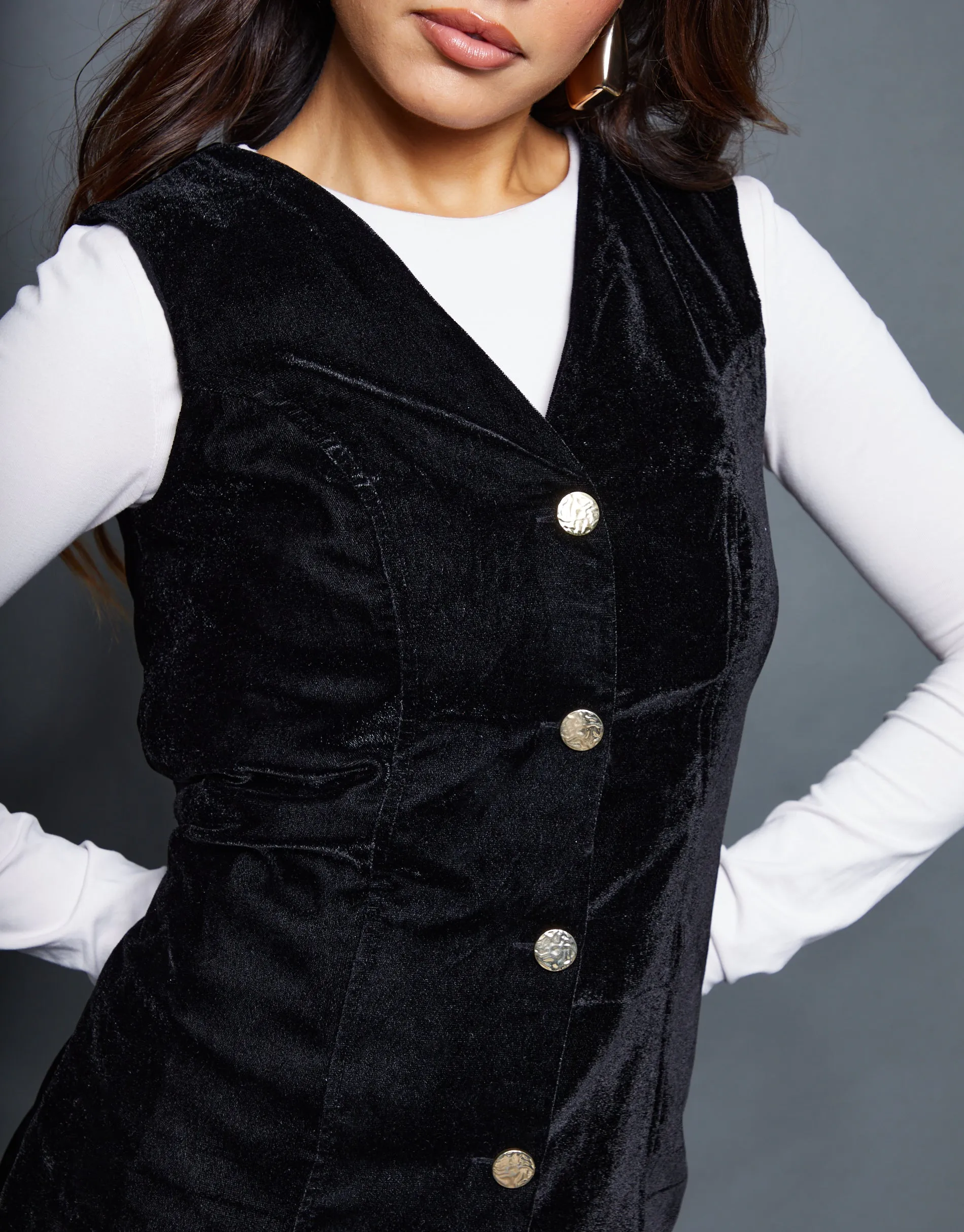 Black Velvet Waistcoat Mini Dress sold by Threadbare product image thumbnail 4