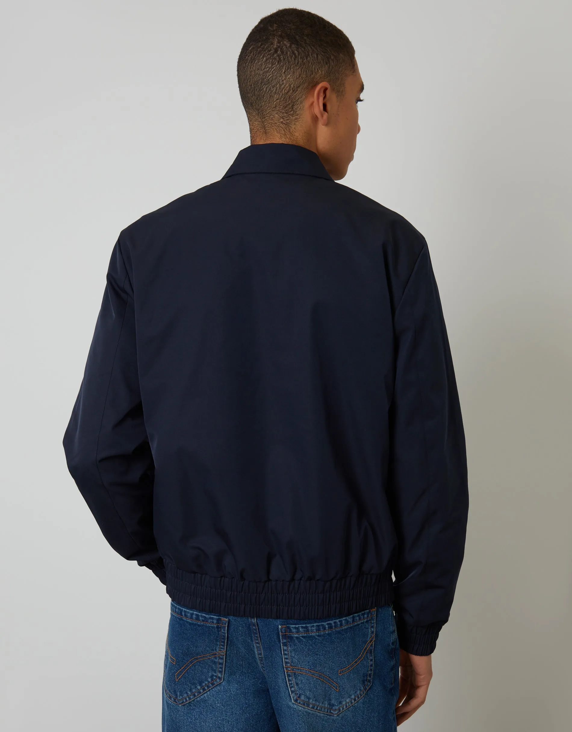 Navy Showerproof Patch Pocket Zip Up Collared Jacket sold by Threadbare product image thumbnail 2