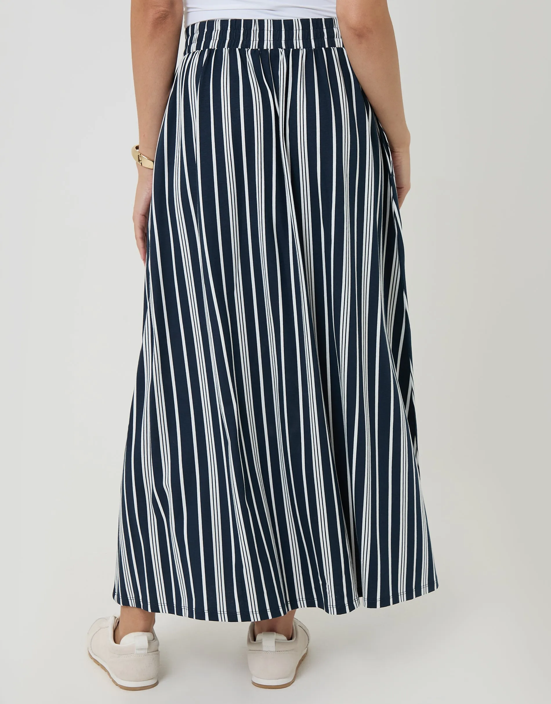 Navy Stripe Jersey A-Line Maxi Skirt sold by Threadbare product image thumbnail 3