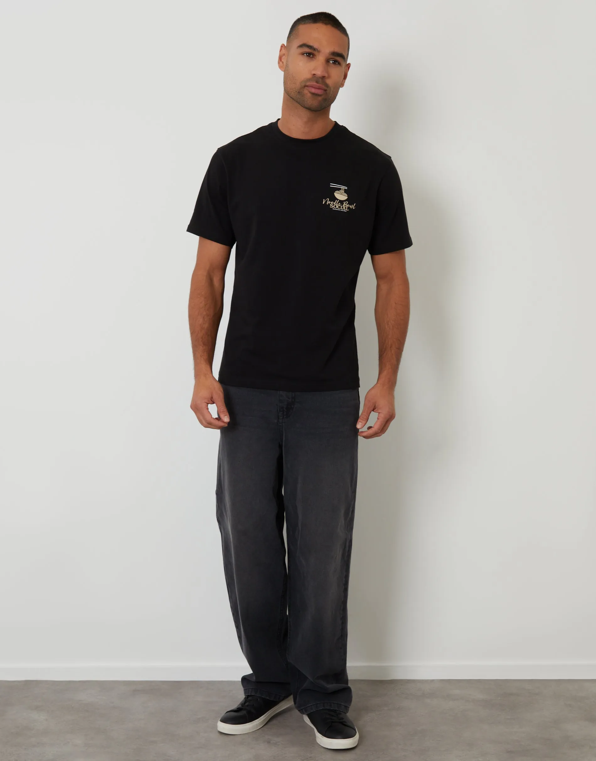 Black Noodle Bowl Cotton Crew Neck T-Shirt sold by Threadbare product image thumbnail 3