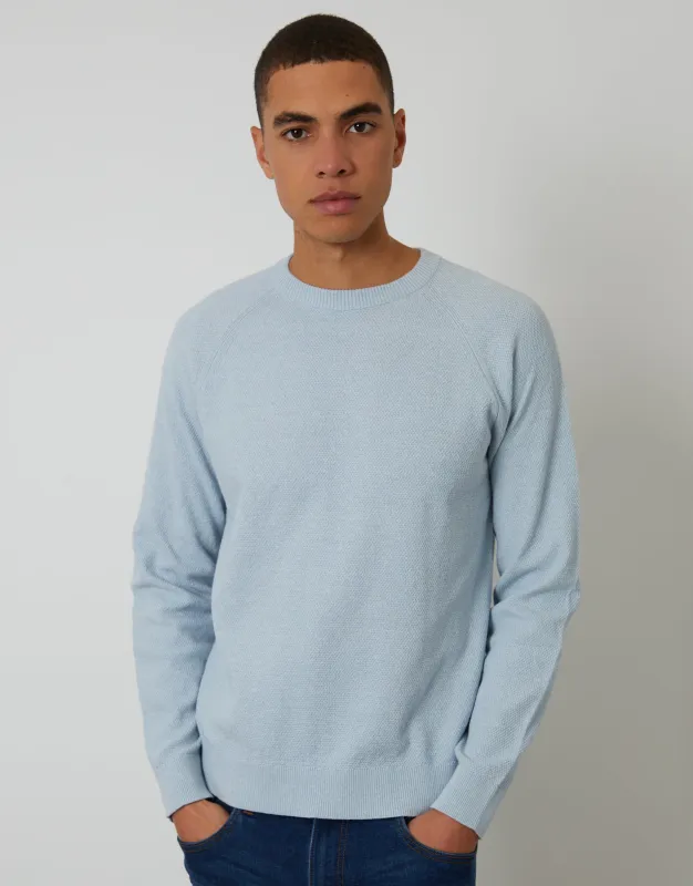 Light Blue Marl Raglan Knitted Crew Neck Jumper sold by Threadbare