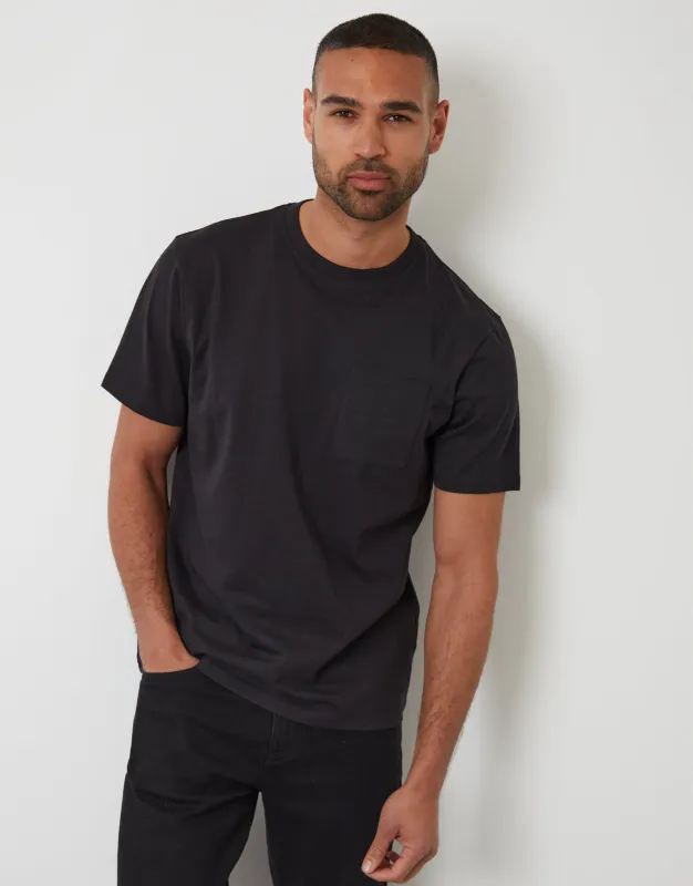 Black Jersey Slub Short Sleeve T-Shirt made by Threadbare