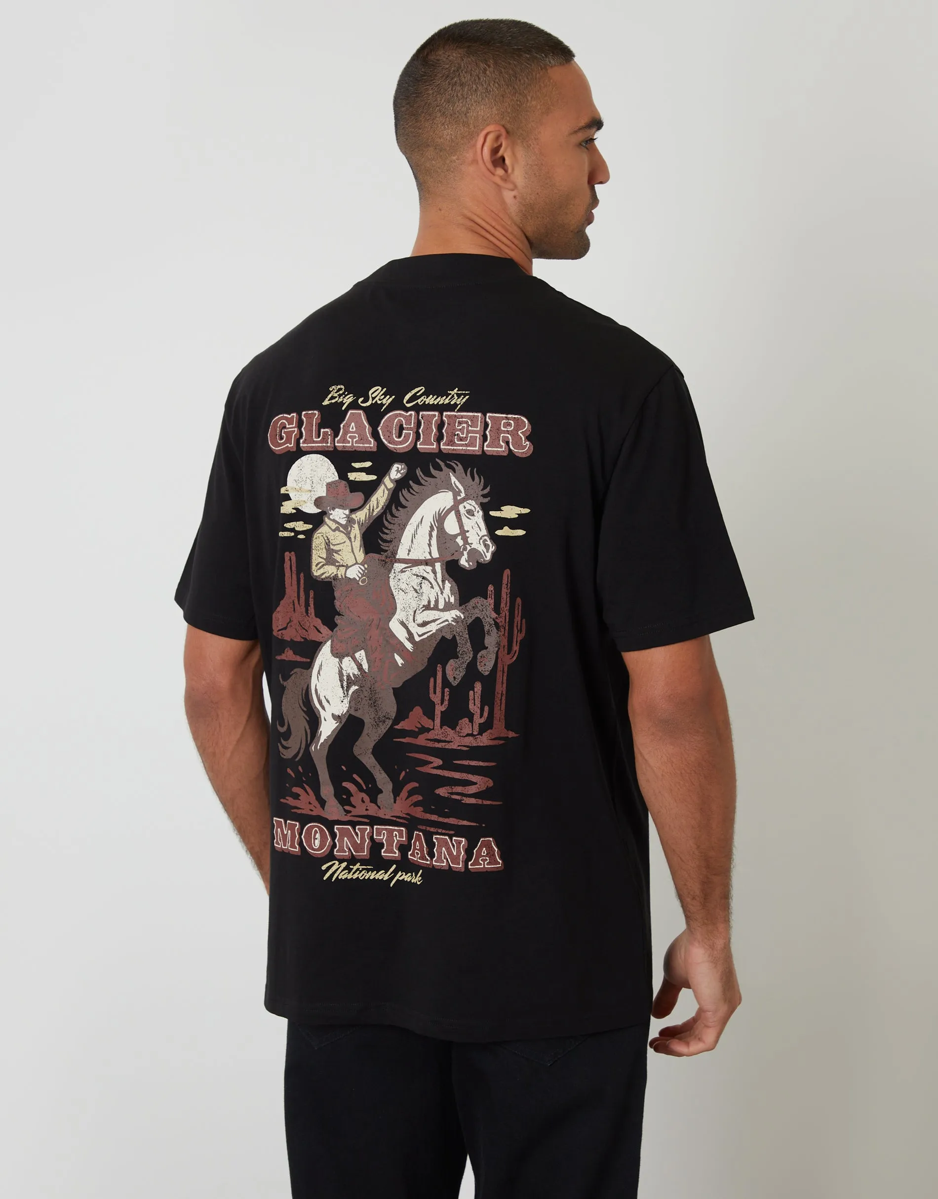 Black Glacier Cotton Crew Neck T-Shirt sold by Threadbare