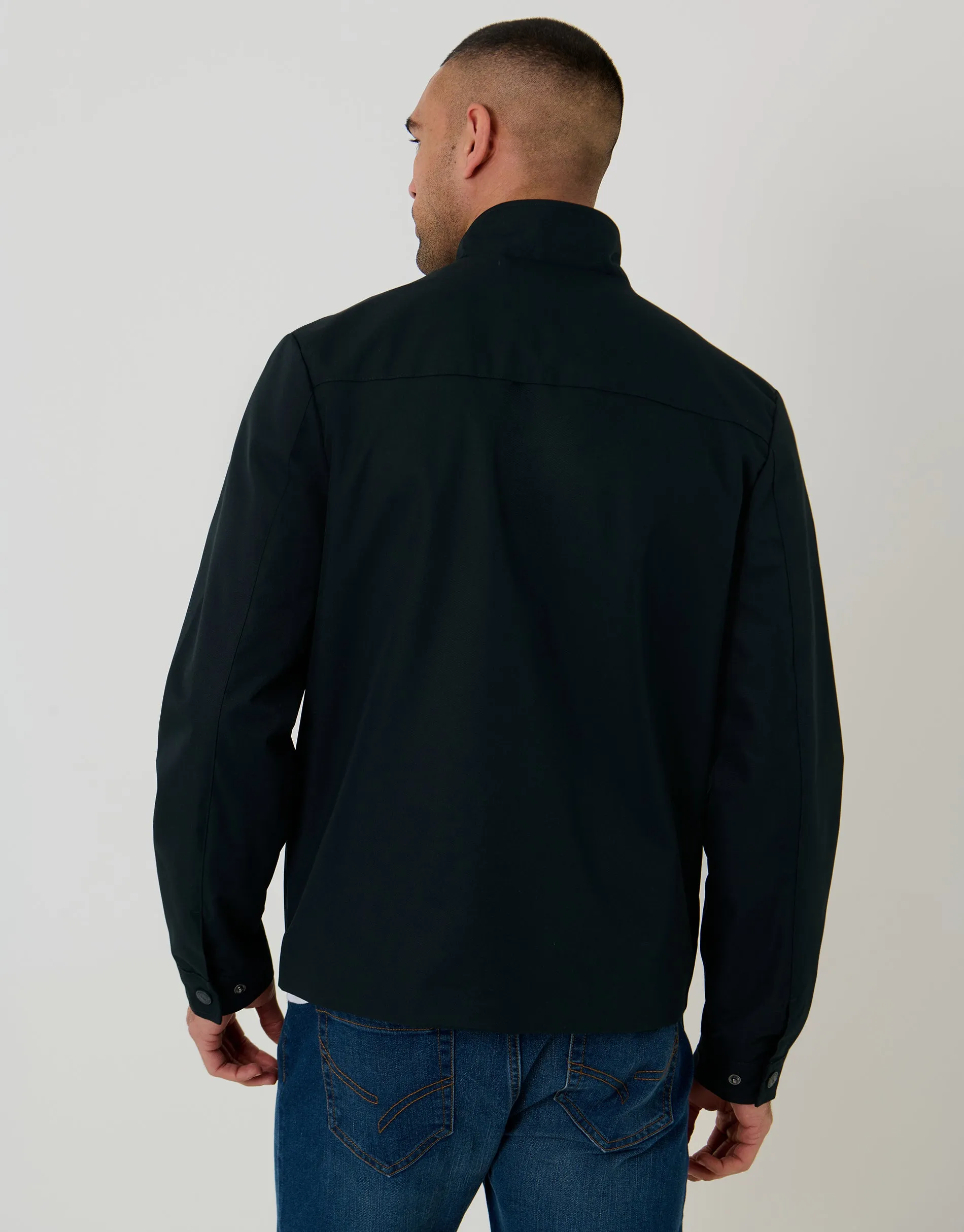 Navy Showerproof Zip Up Harrington Jacket sold by Threadbare product image thumbnail 2
