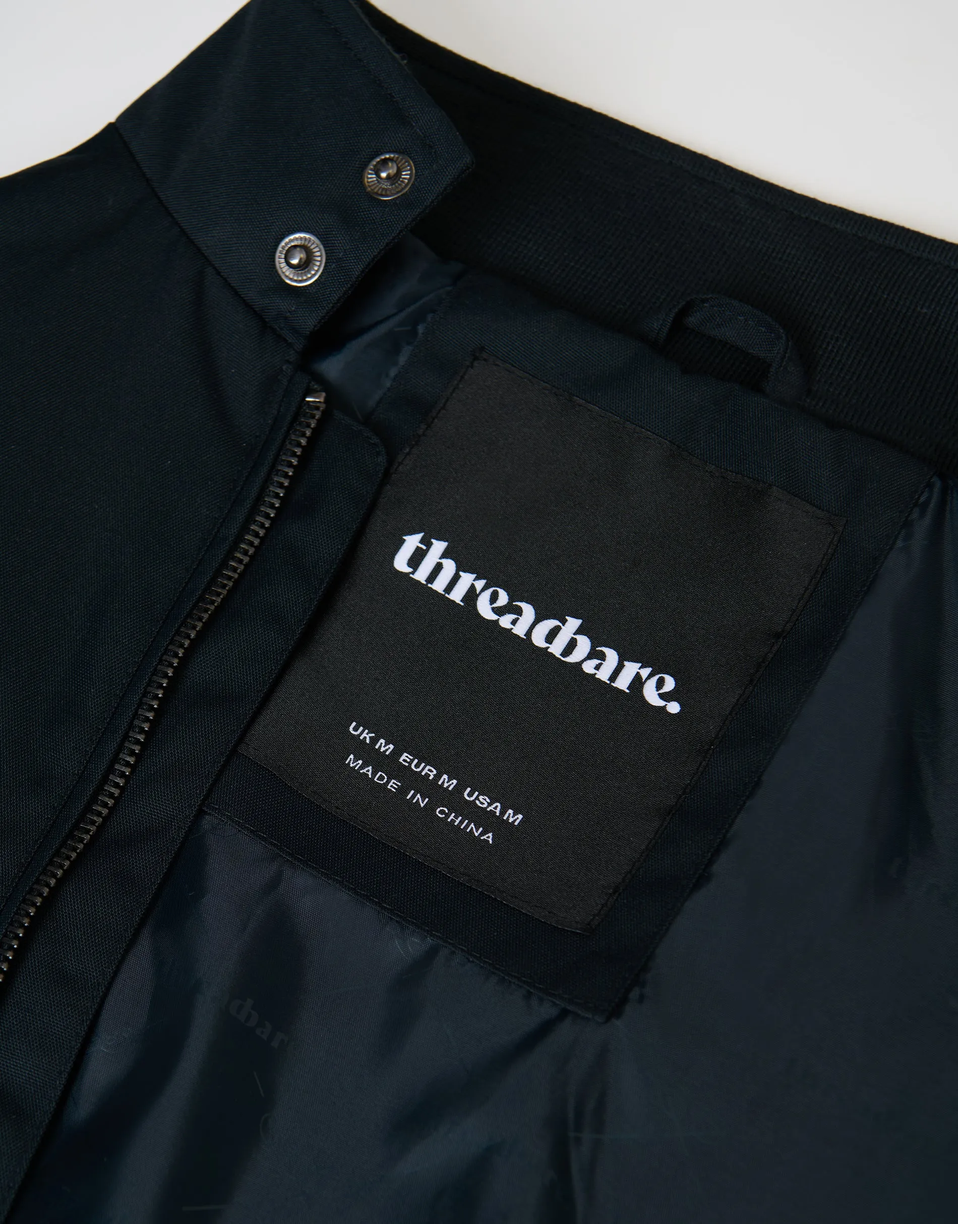 Navy Showerproof Zip Up Harrington Jacket sold by Threadbare product image thumbnail 5