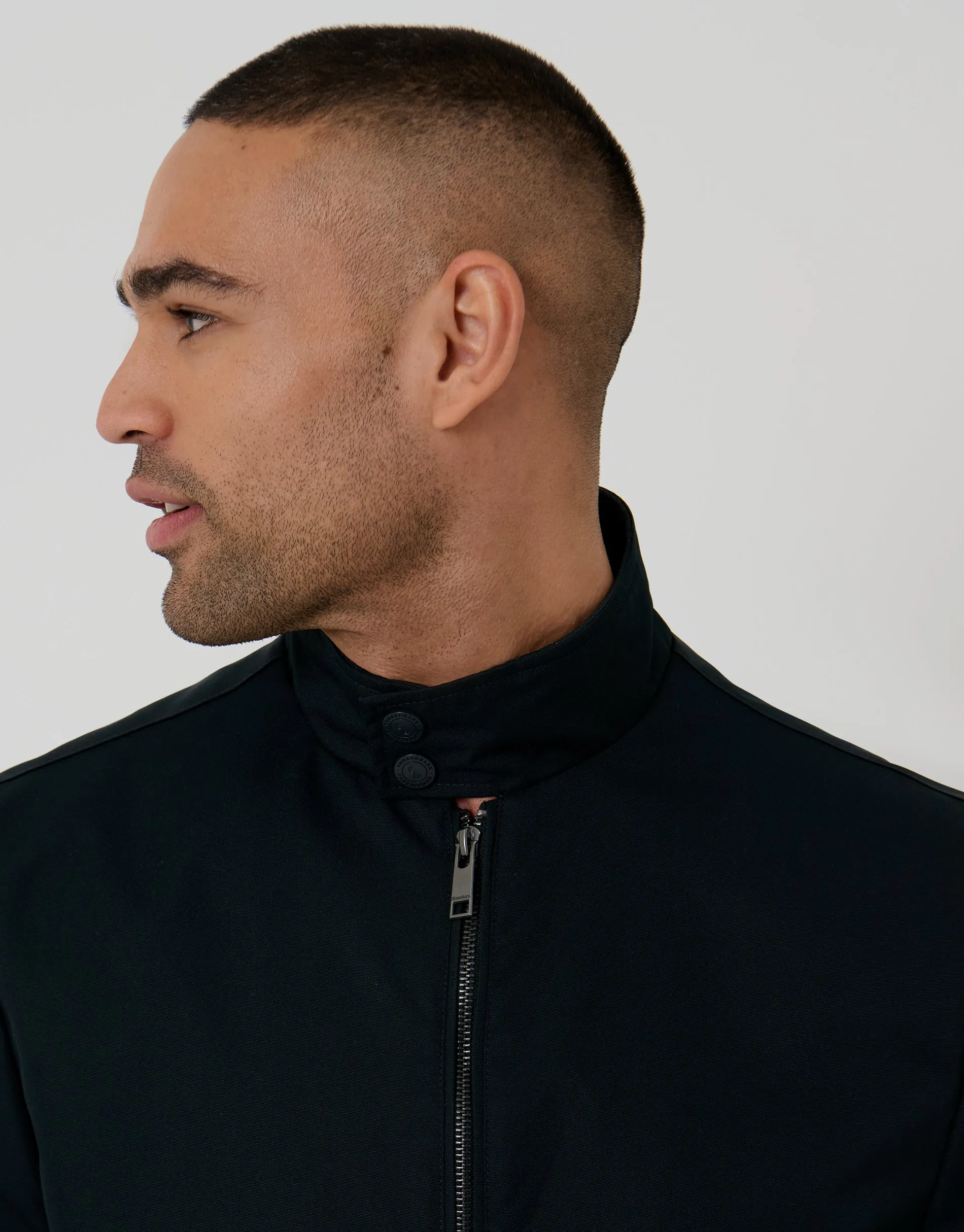 Navy Showerproof Zip Up Harrington Jacket sold by Threadbare product image thumbnail 4