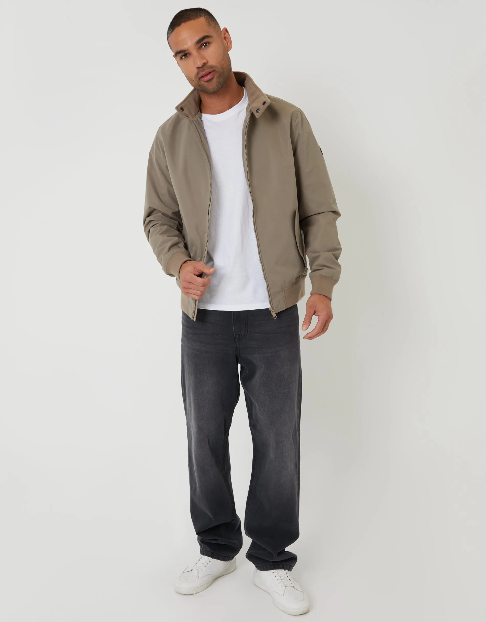 Taupe Zip Up Harrington Jacket sold by Threadbare product image thumbnail 3